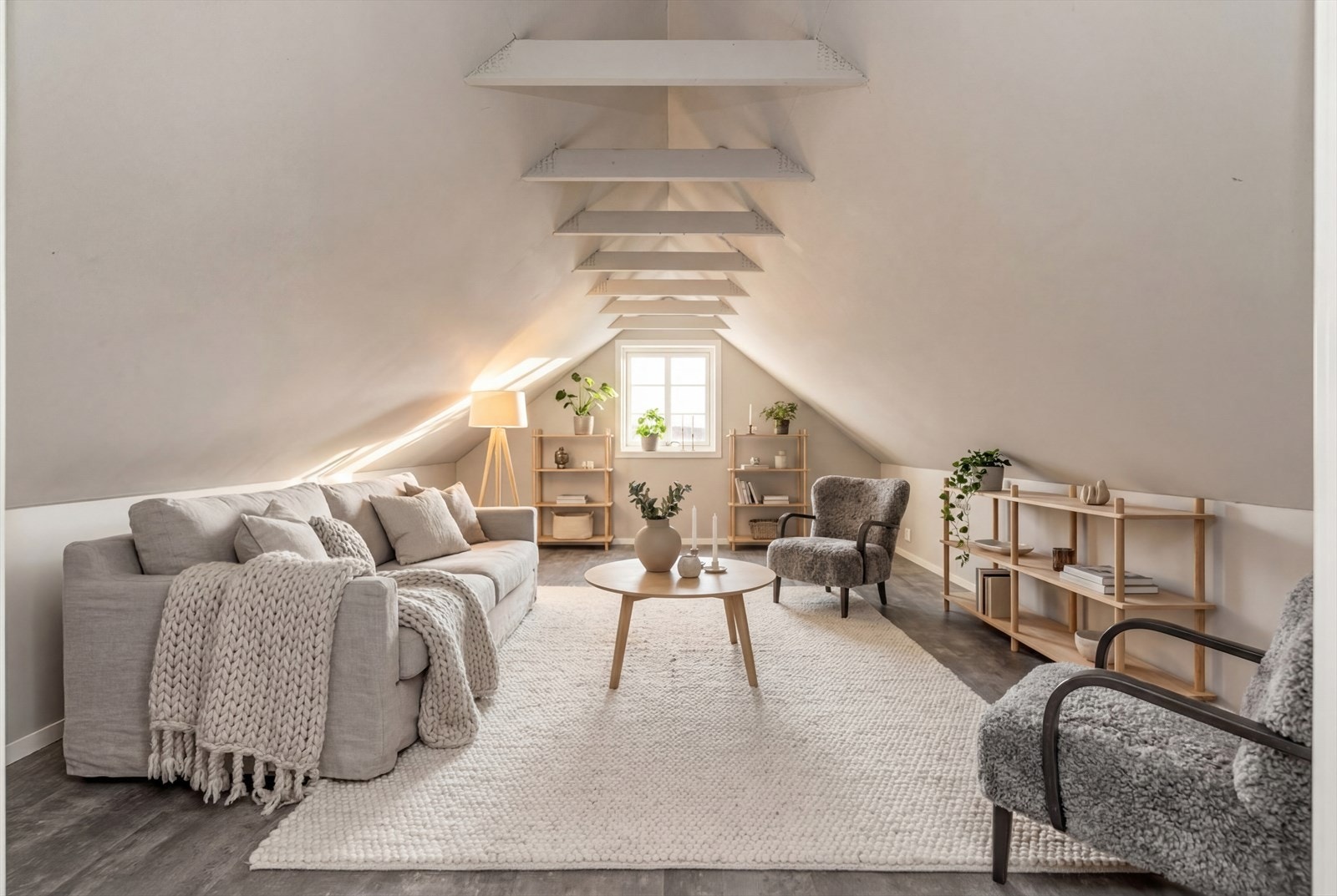 Innredet loft over etasjen med gode innredningsmuligheter! Galleribilde