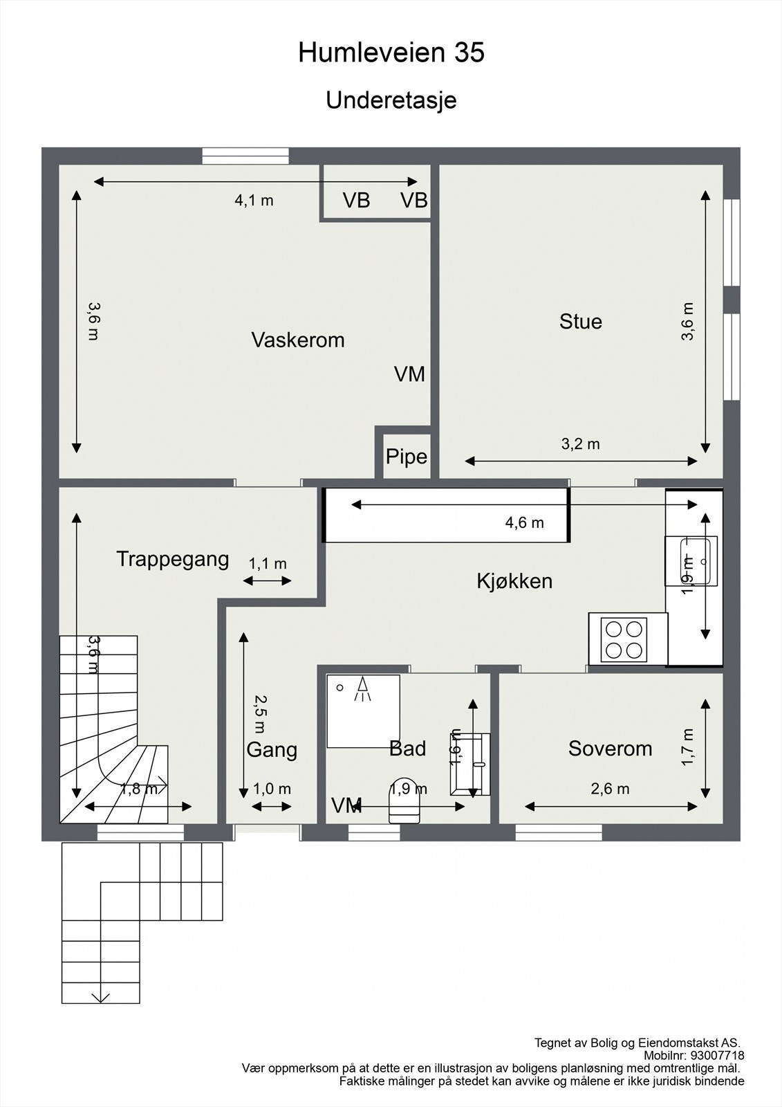 Plantegning underetasje med egen inngang Galleribilde