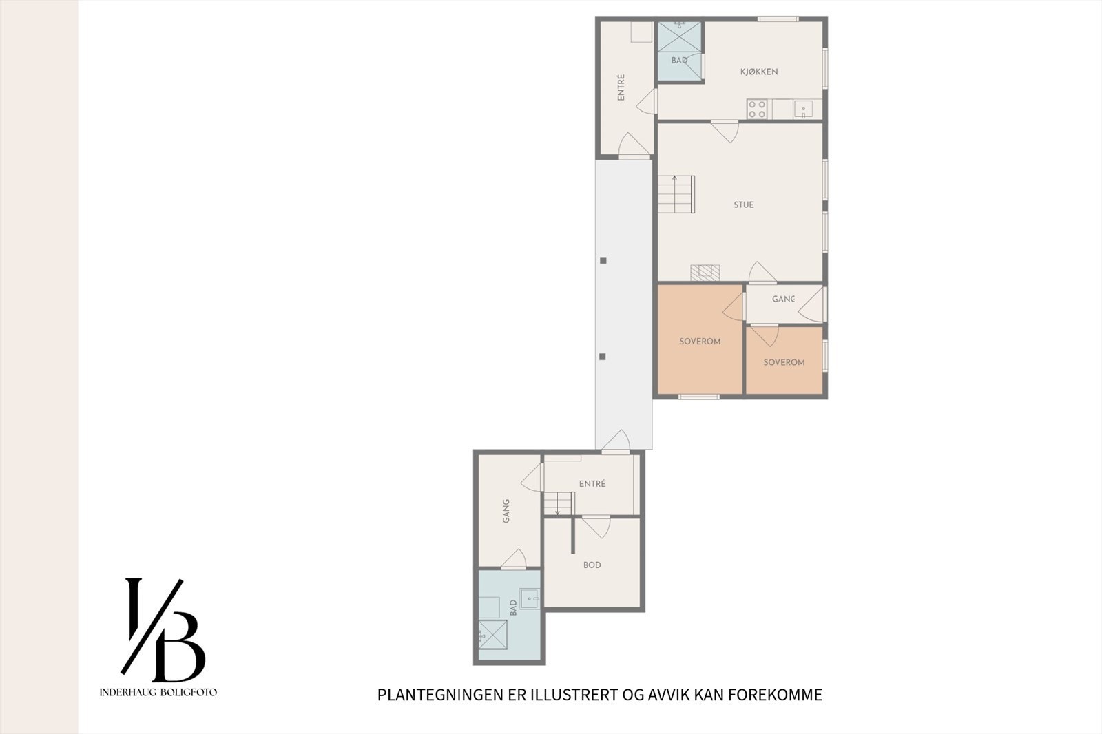 Plantegning 1etasje bolig og anneks Galleribilde