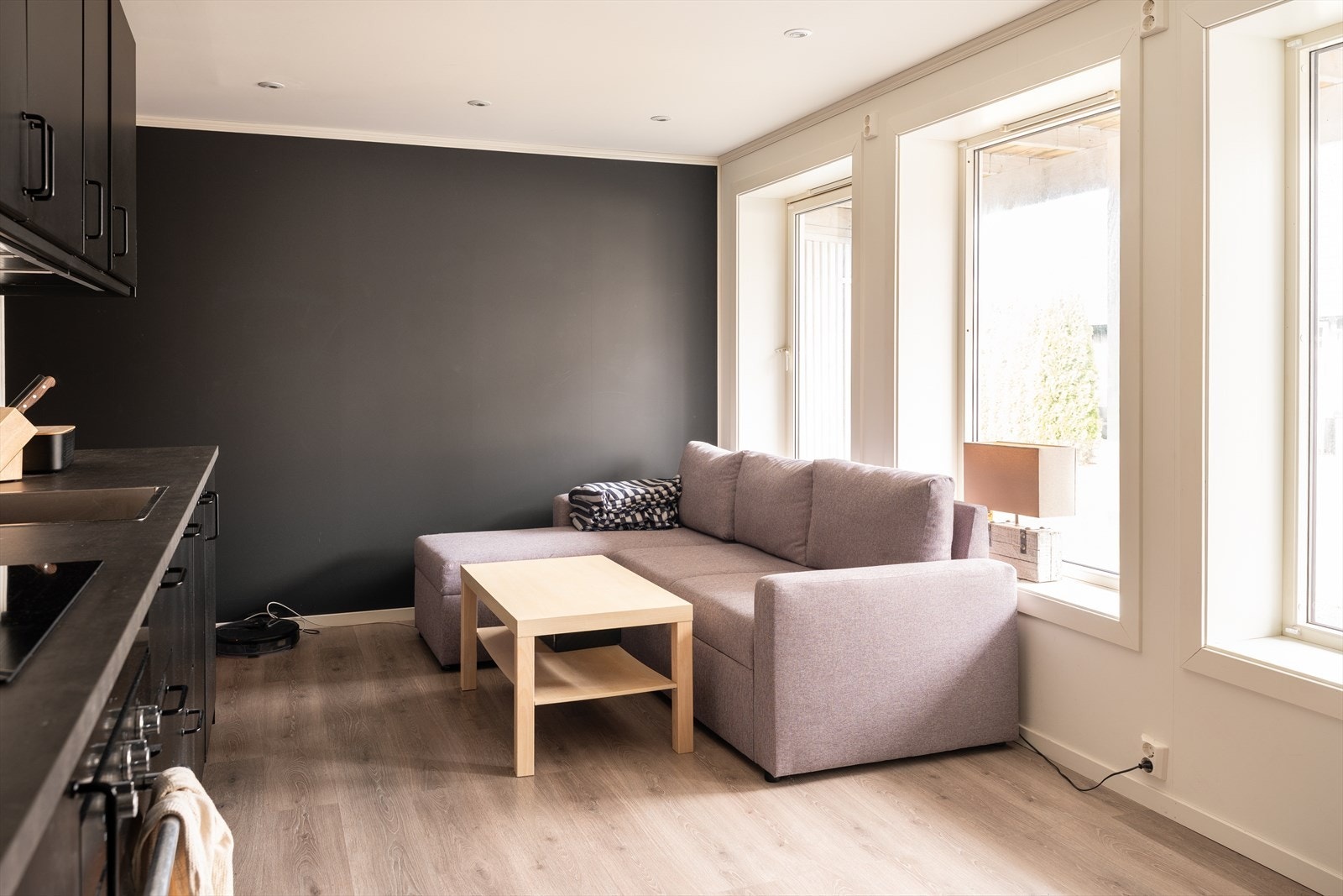 Sokkelen er på 32m². Leiligheten er opprinnelig en del av hovedhuset, men eier har valgt å fjerne trapp ned og å heller etablere en adskilt leilighet. Om man ønsker å tilbake føre arealet til en del av boligen er dette mulig. Galleribilde