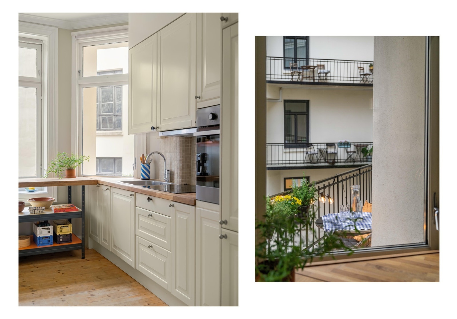 Fra kjøkkenet har man vindu ut mot brannbalkongen. Galleribilde