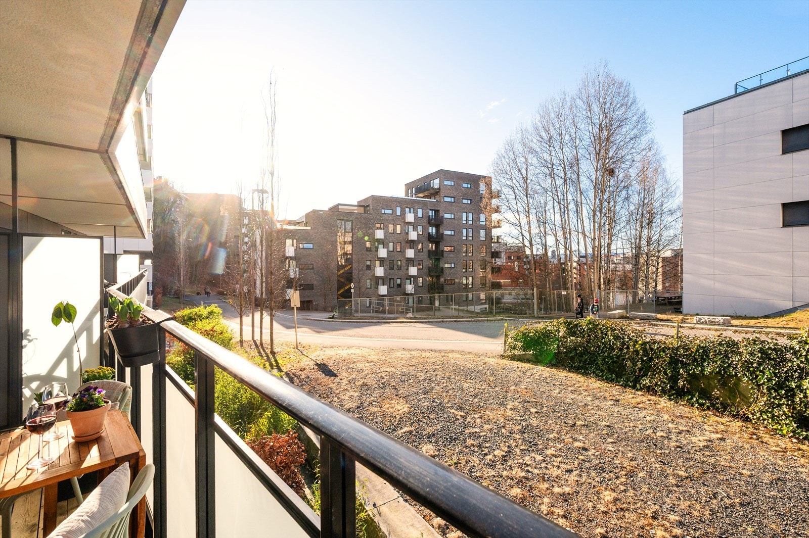 Hyggelig utsikt fra balkongen. Galleribilde