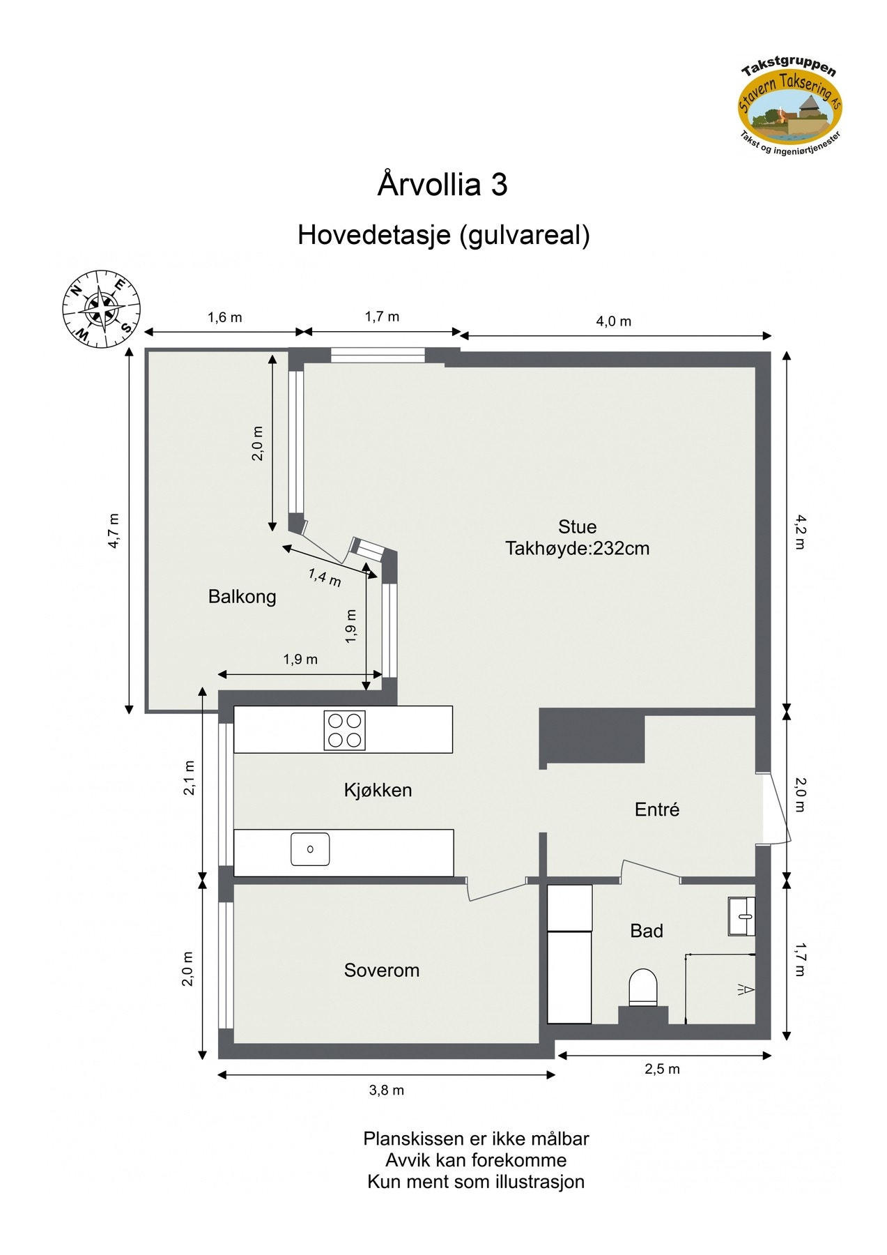 Målsatt plantegning. Galleribilde