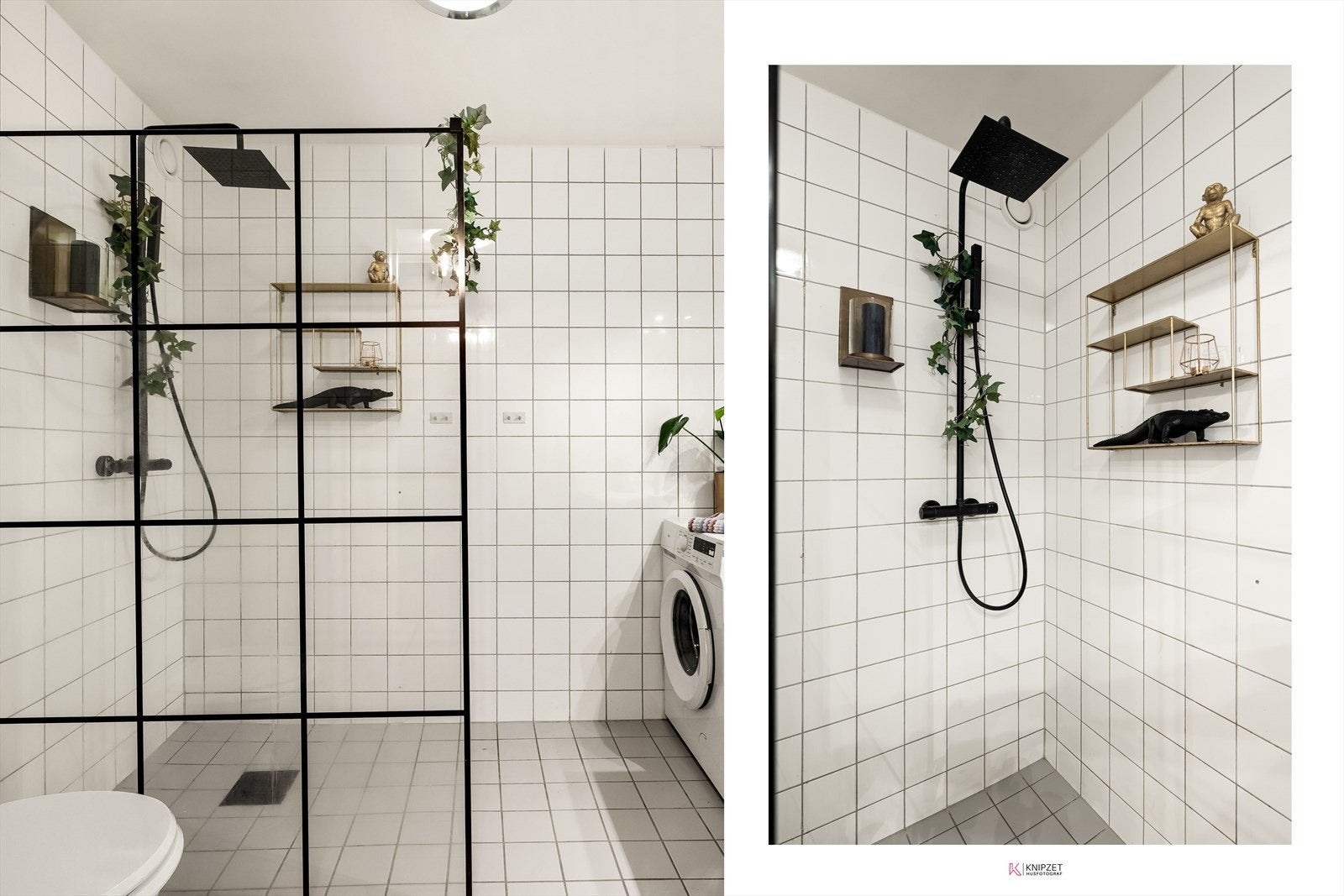 Badet er pent innredet med lyse fliser og varmekabler i gulv. Galleribilde