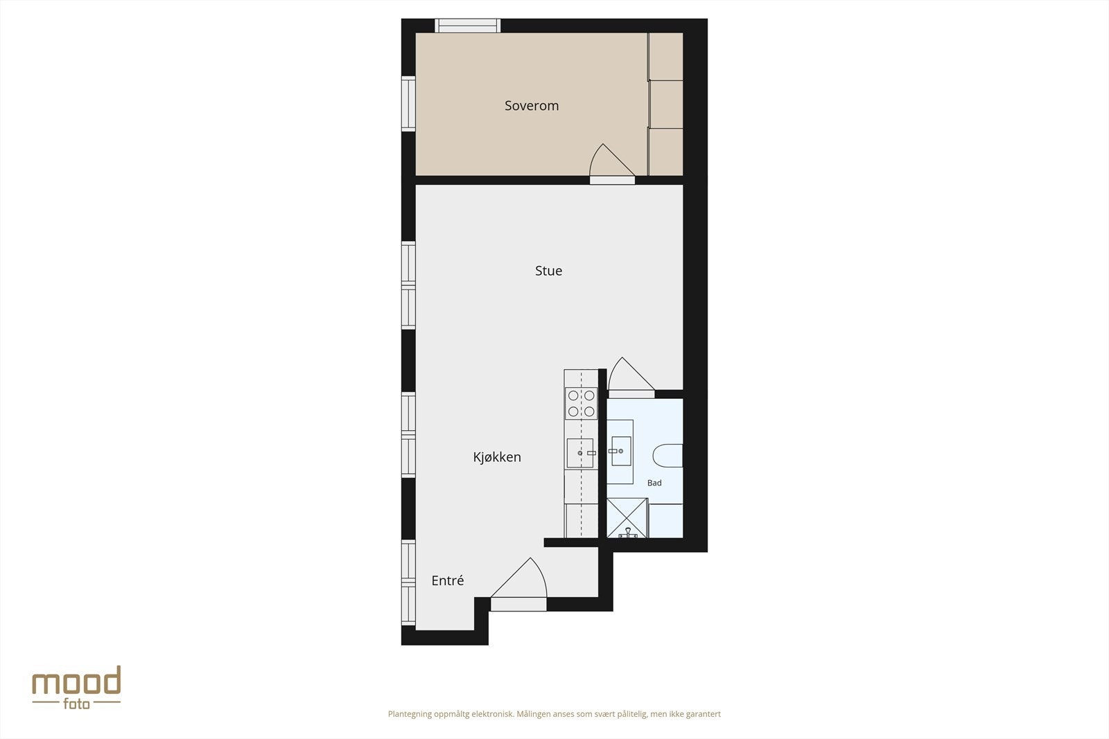 Leilighetens areal er hensiktsmessig fordelt, rommene måler som følger: Entré 3,0 m², stue 16,1 m², kjøkken 9,7 m², soverom 10,7 m², og bad 4,1 m². Videre er det to boder i kjeller, på tilsammen ca. 4 kvm. Galleribilde