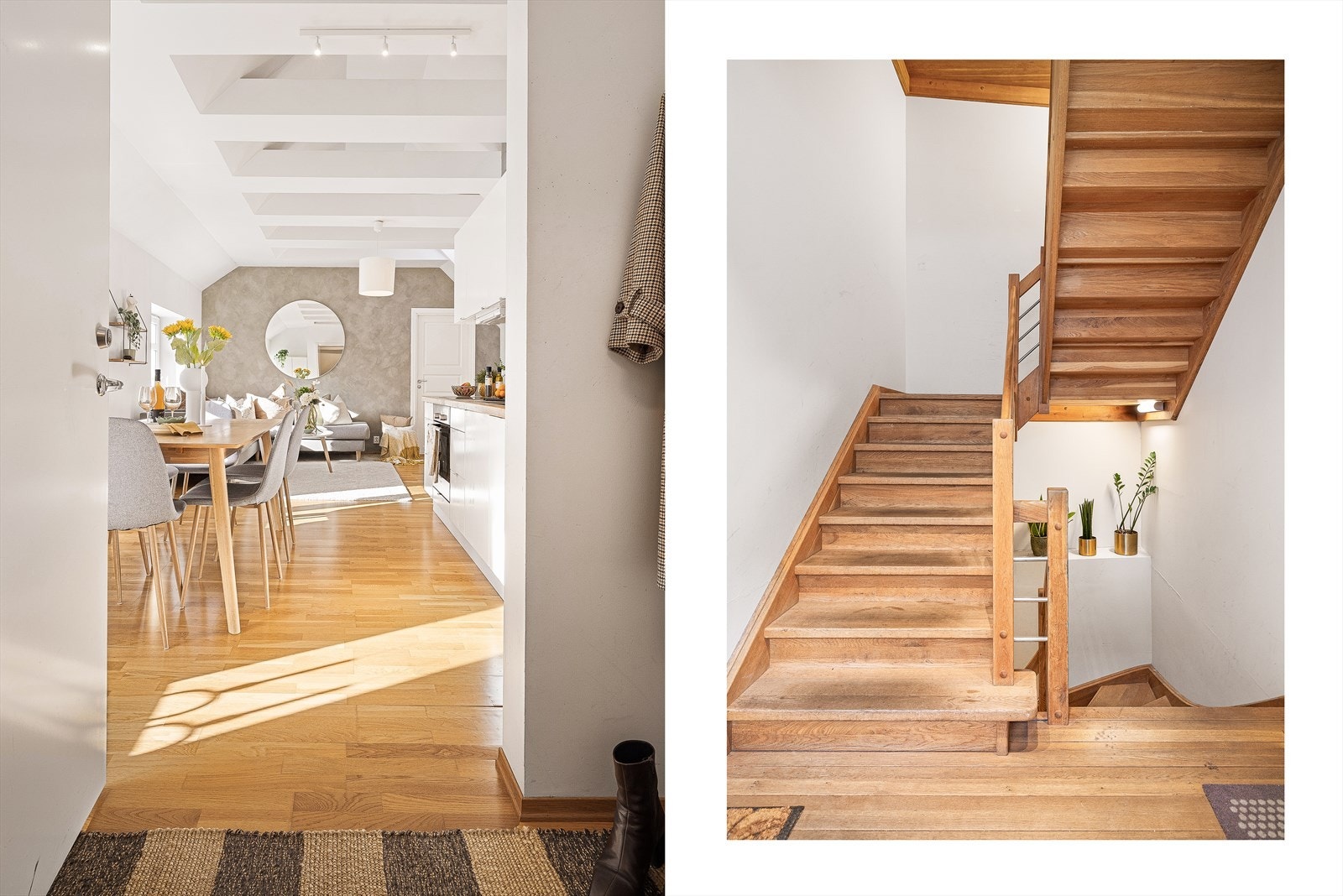 Velkommen inn! Bygget som inneholder 8 leiligheter ble ombygget og betydelig modernisert i perioden 2008-2010. Det fine trappeløpet i heltre leder deg hele veien til byggets toppetasje, og til denne strålende leiligheten. Galleribilde