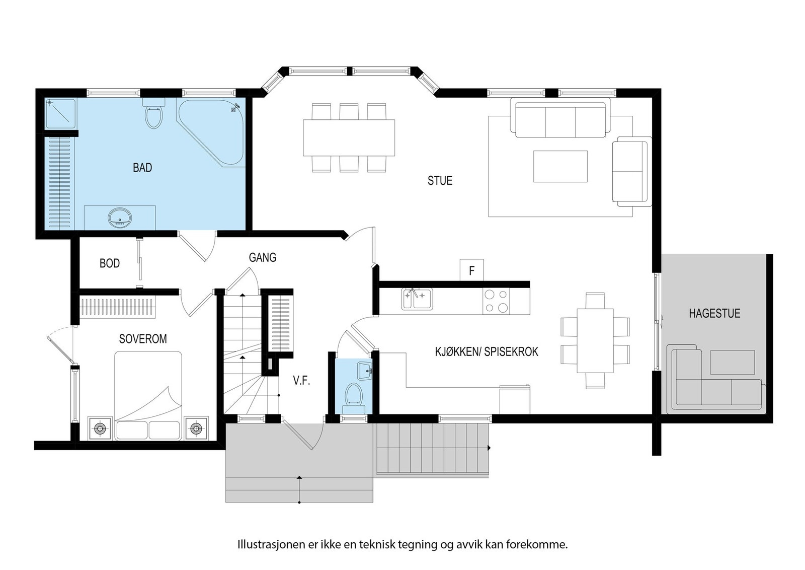 Planløsning 1. etasje. Galleribilde