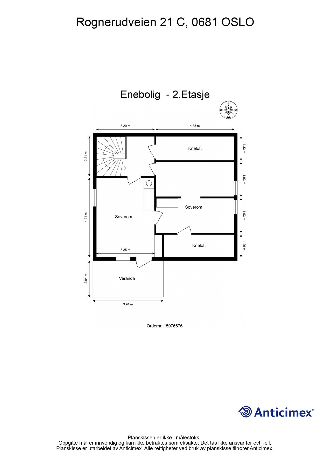 Boligens plantegning andre etasje. Galleribilde