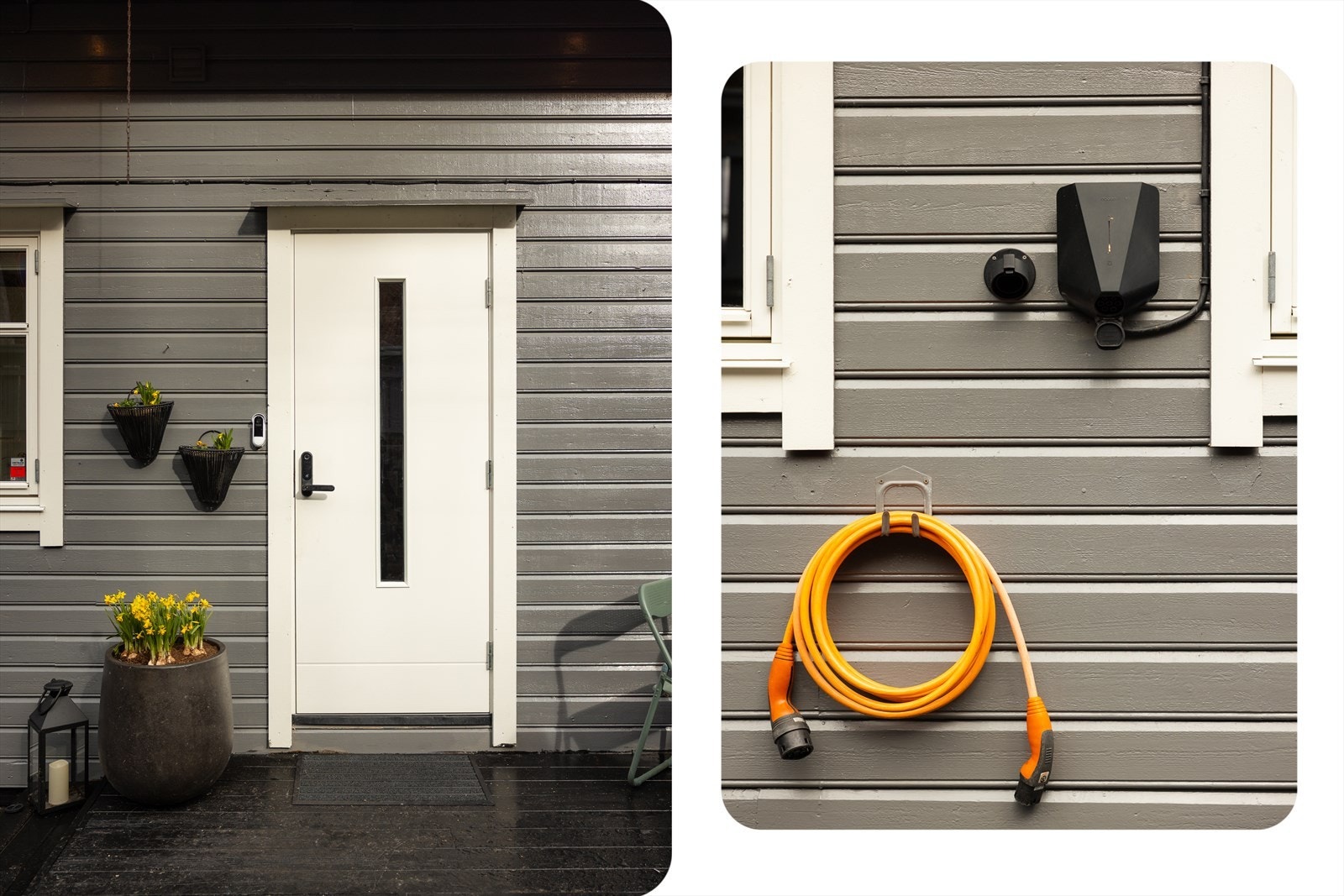 Vi beveger oss fra hoveddel. Merk el-bil lader er installert på husveggen. Galleribilde