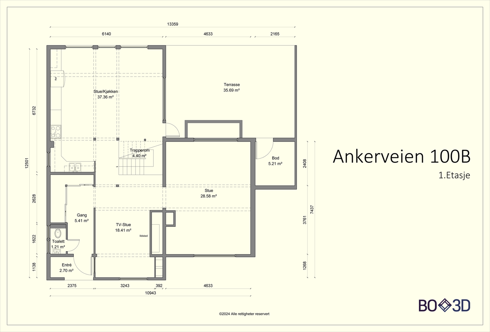 Plantegning 1. etg Galleribilde