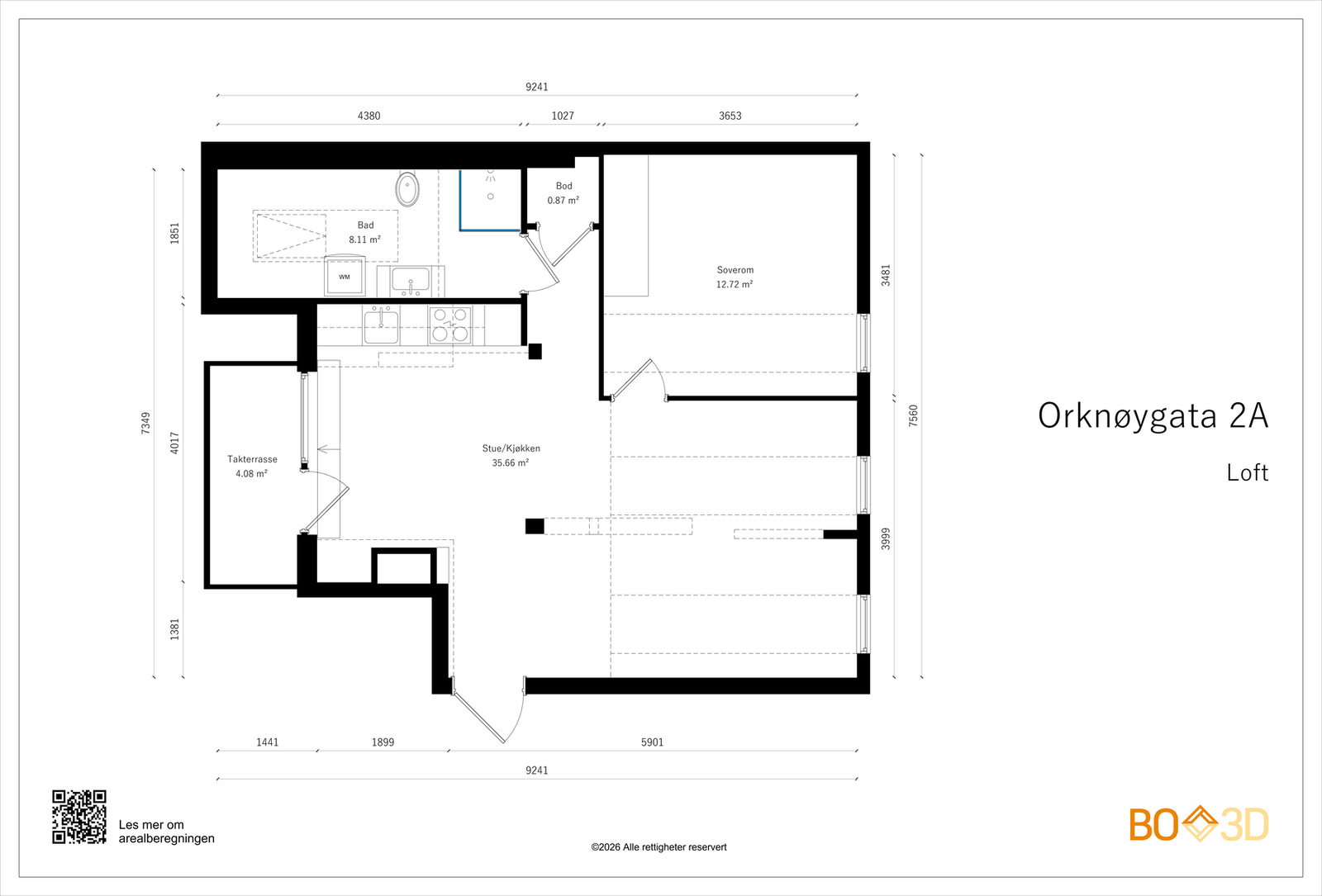 Dette er en gjennomgående leilighet med en meget luftig planløsning. Galleribilde