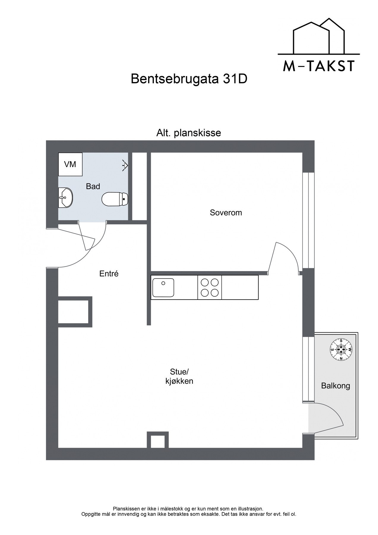 Alternativ plantegning for å få et soverom. Galleribilde