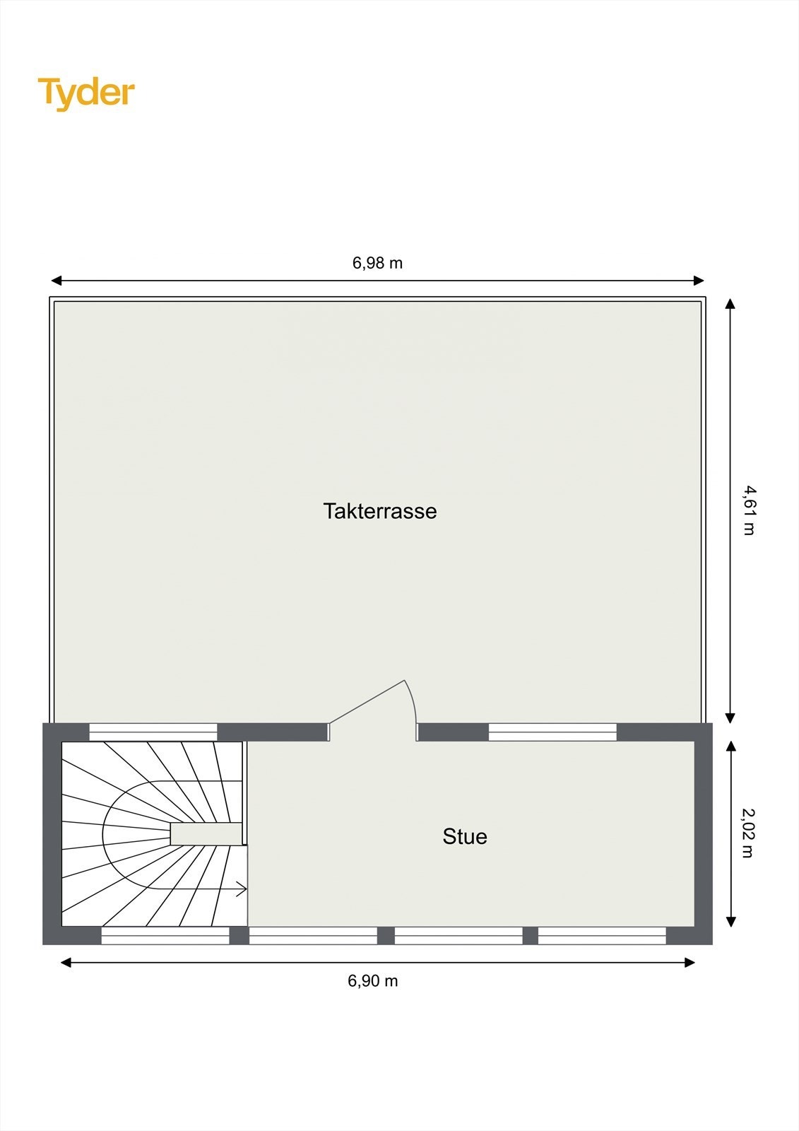 I 3. etasje finner du en luftig loftstue med utgang til privat takterrasse. Galleribilde