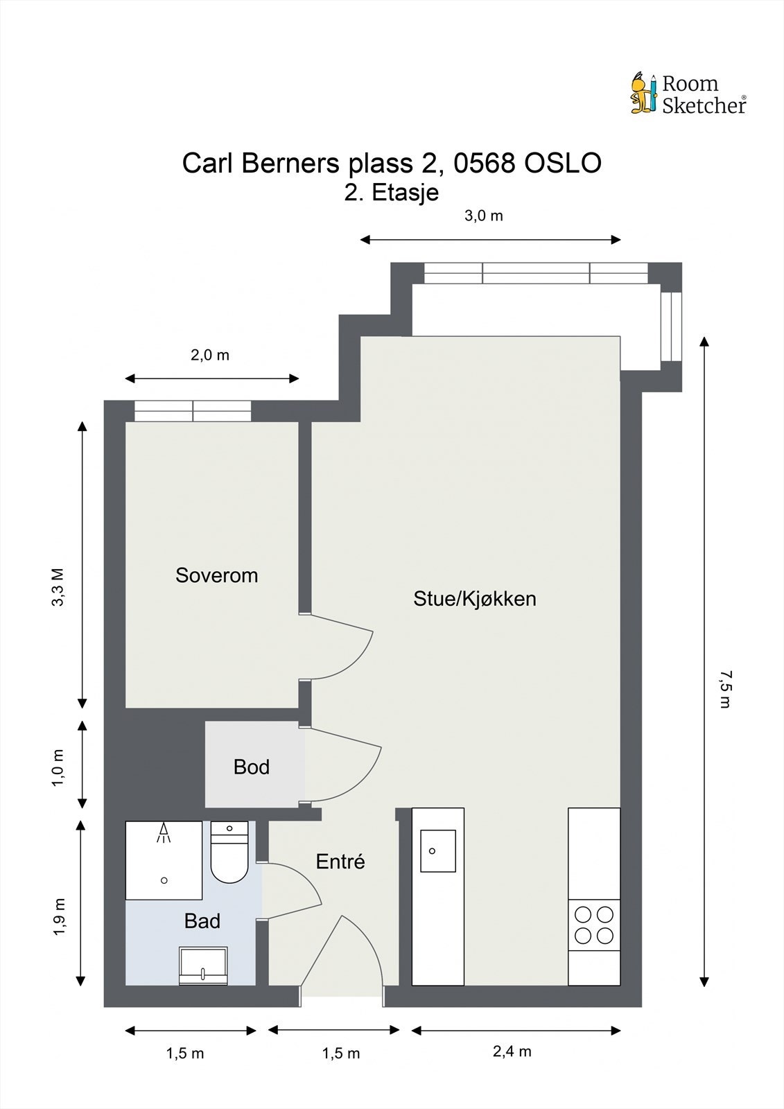 Leiligheten disponerer en kjellerbod på ca. 4 m² Galleribilde