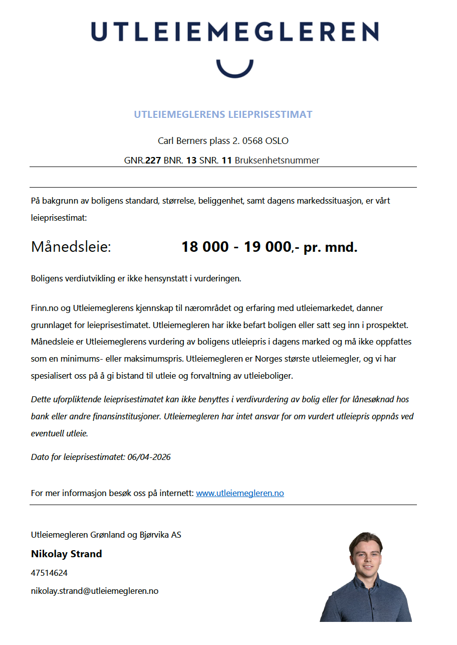 Estimerte leieinntekter på ca. 18 000,- Galleribilde