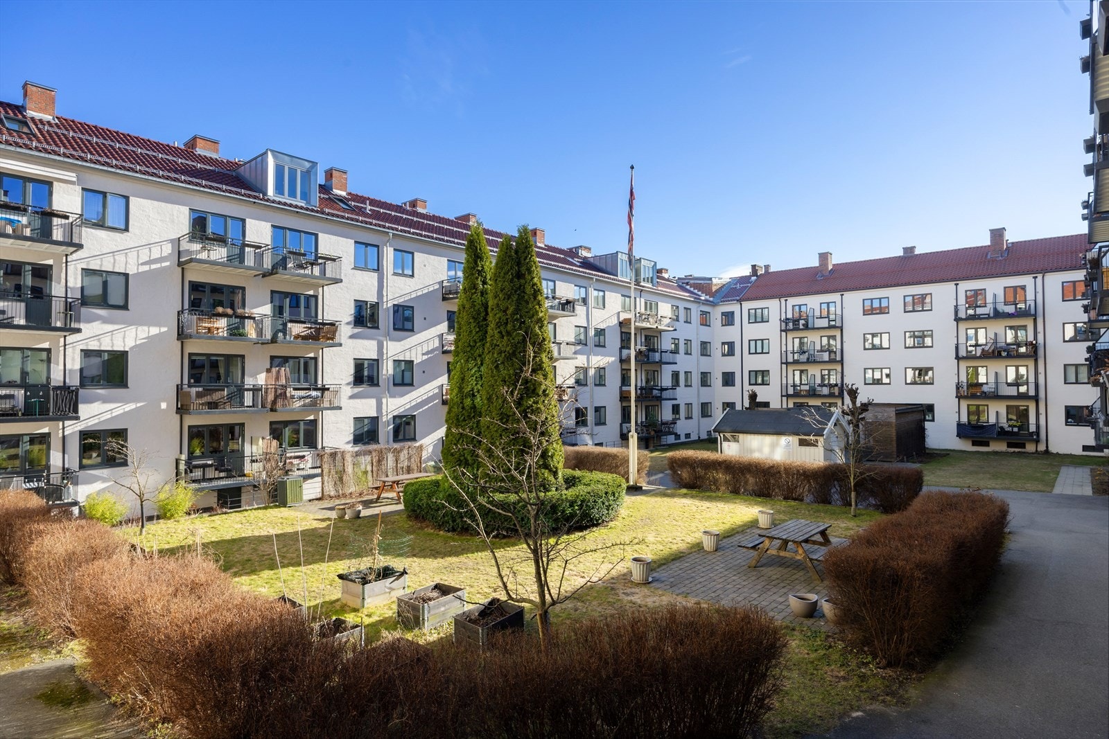 Bakgården er svært frodig og stor. Galleribilde