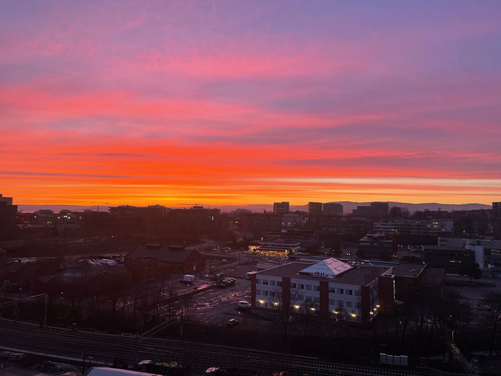 Utsikt fra balkongen ved solnedgang Galleribilde