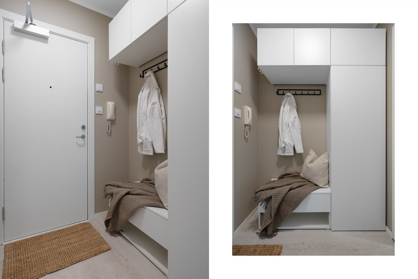 - Innbydende entré med plassbygget garderobeløsning - Galleribilde