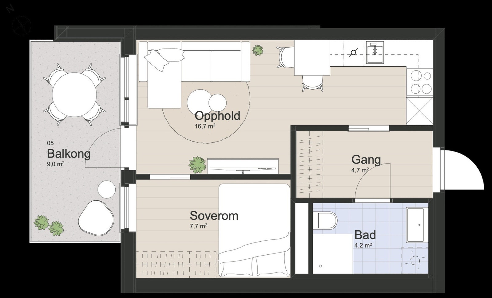 Planskisse for leilighet B1-205 Galleribilde