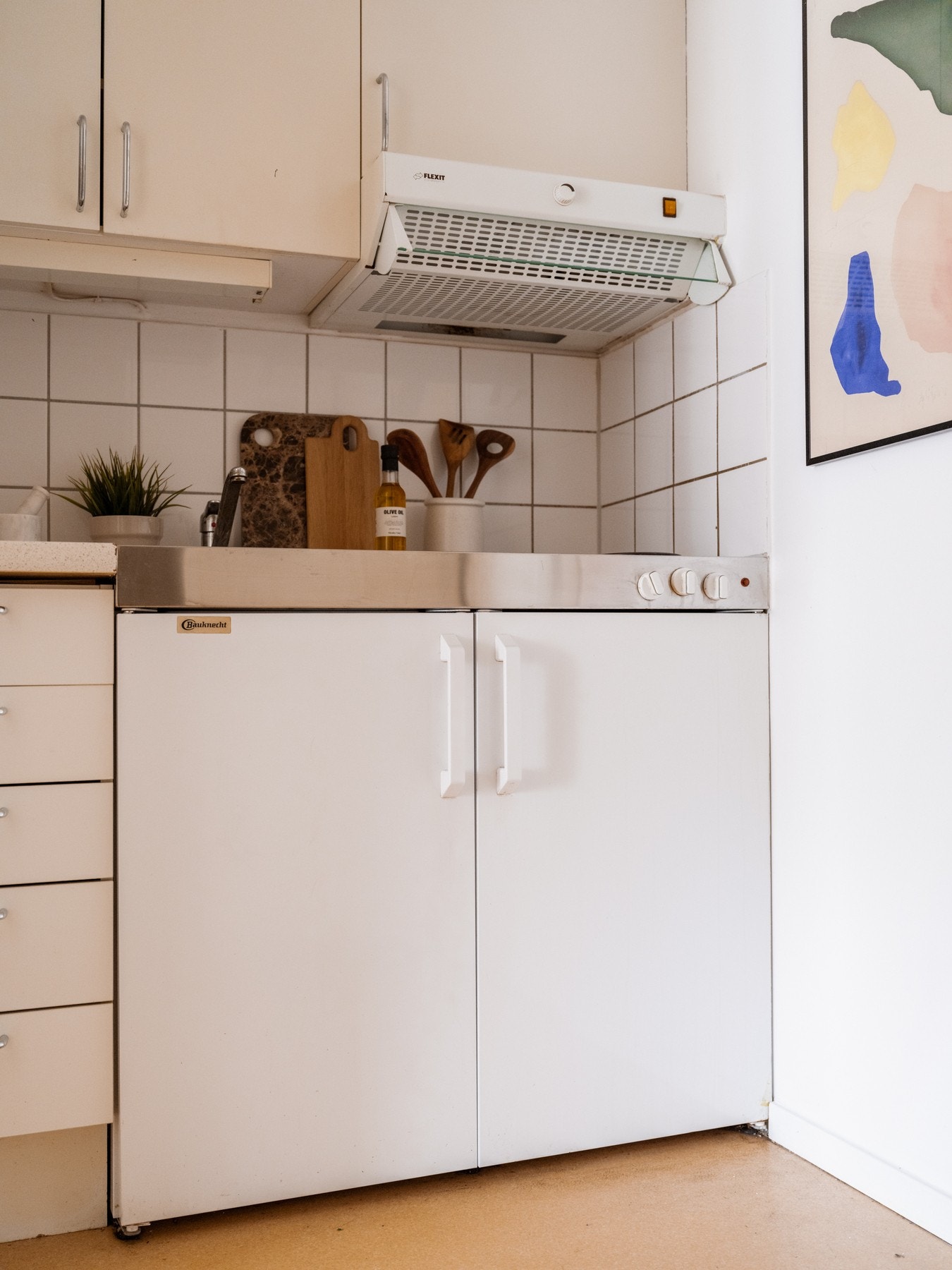 Det er platetopp og integrert kjøleskap. Galleribilde
