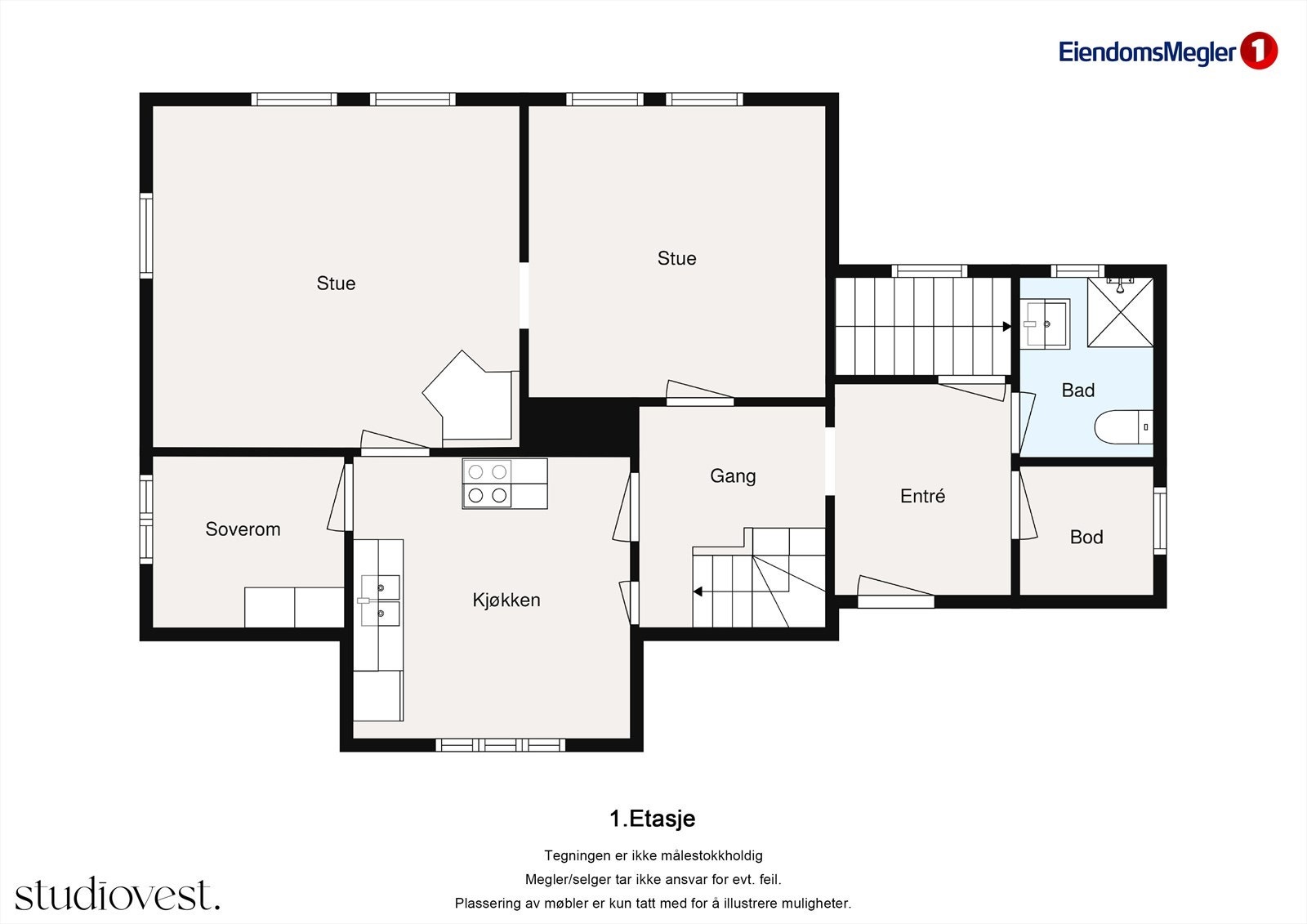 Planskisse 1.etasje 2D Galleribilde