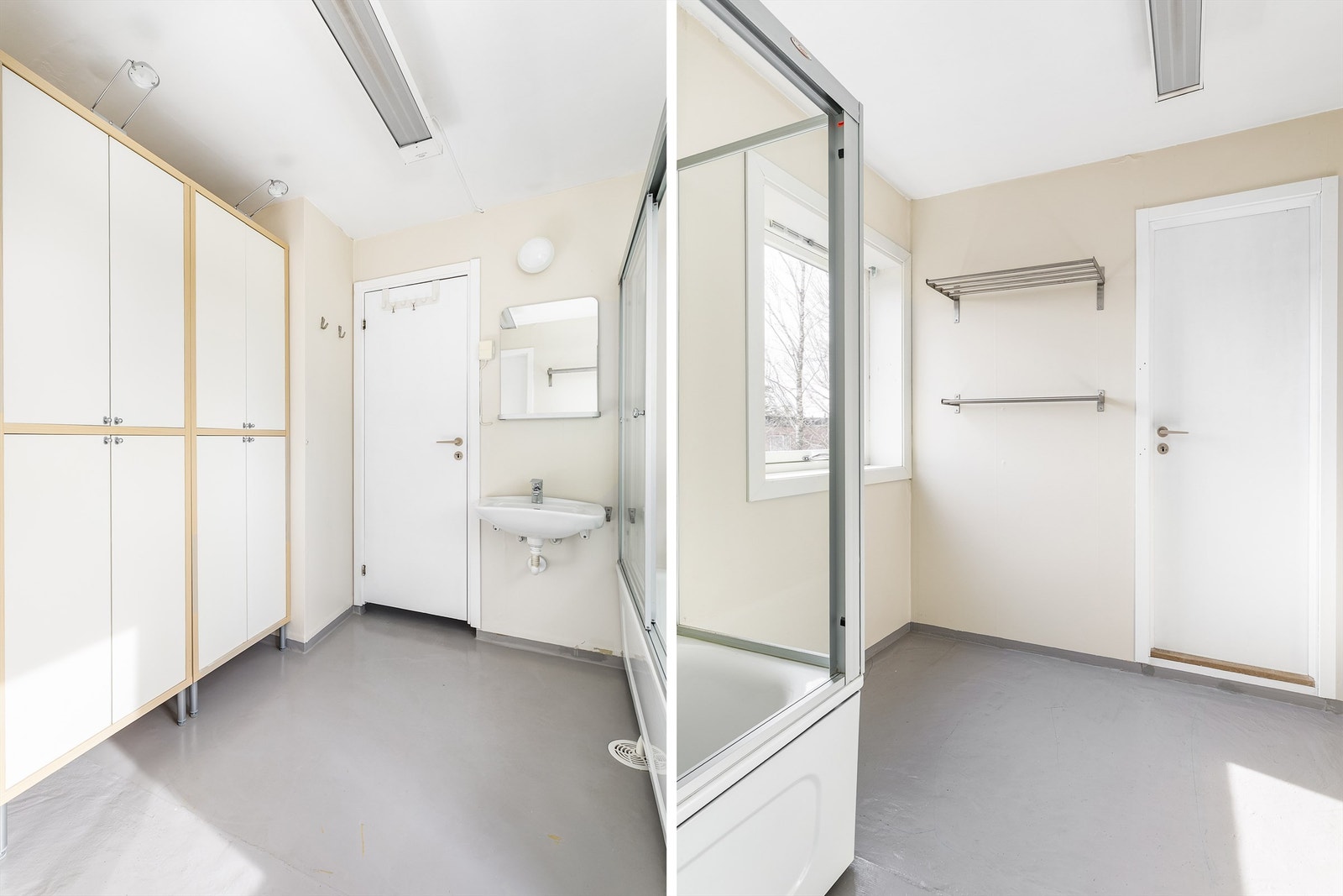 Badet er på ca. 7 kvm. og har i tillegg både et tilstøtende vaskerom og toalettrom. En liten del av badet er opprinnelig kott mellom bad og soverom. Dette er ikke omsøkt i forbindelse med utvidelse av bad. Galleribilde