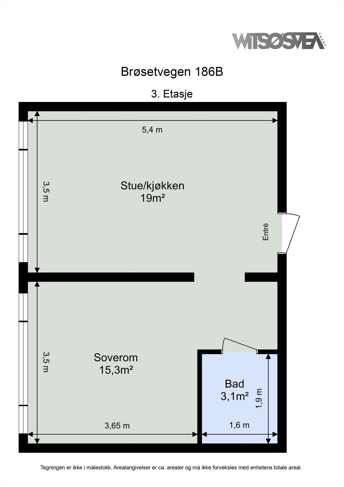 Planskisse målsatt av takstmann. Galleribilde