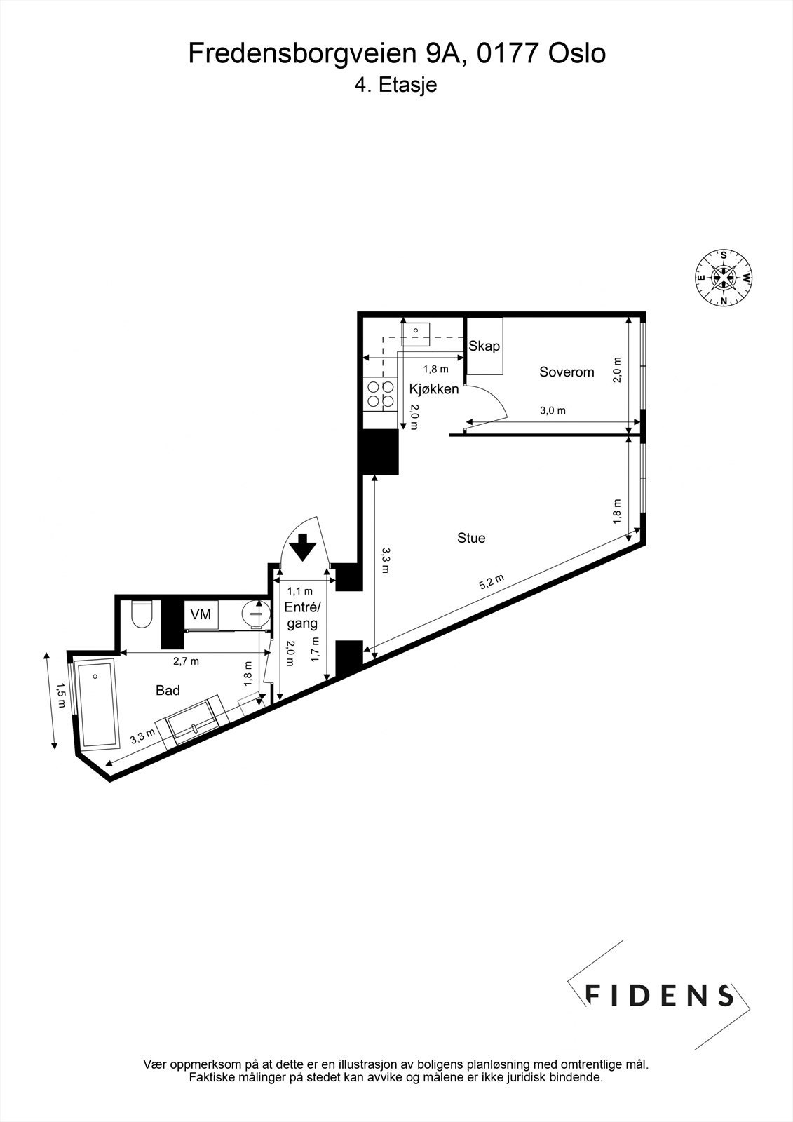 Gjennomgående planløsning. Leiligheten disponerer i tillegg en loftsbod på ca. 3 kvm (4 kvm gulvareal). Galleribilde