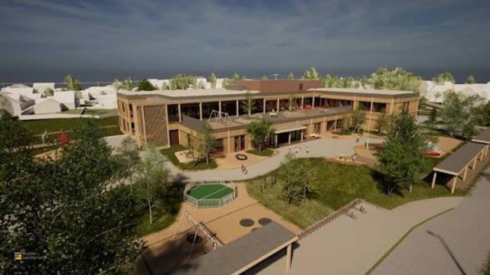 Stabbursmoen skole rehabiliteres og er planlagt ferdig 2026. Galleribilde