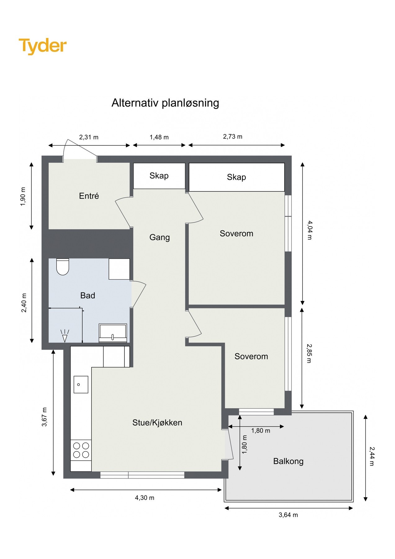Alternativ planløsning. Galleribilde