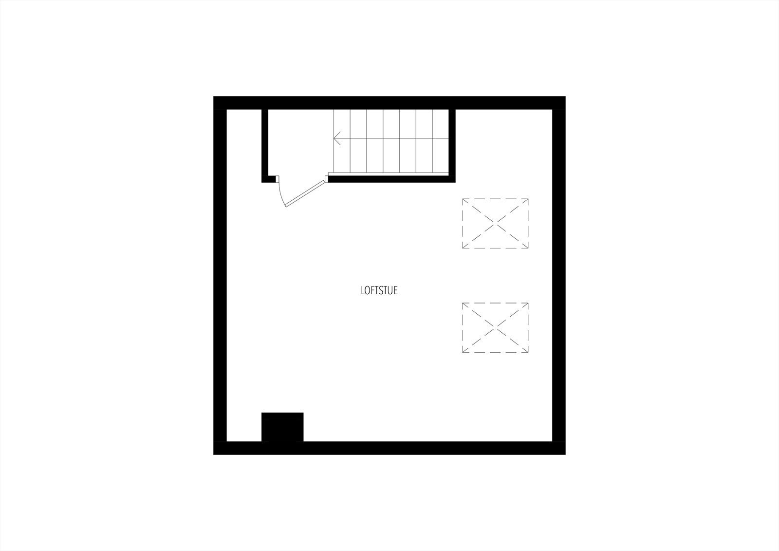 Plantegning loft. Ikke godkjent for varig opphold. Galleribilde