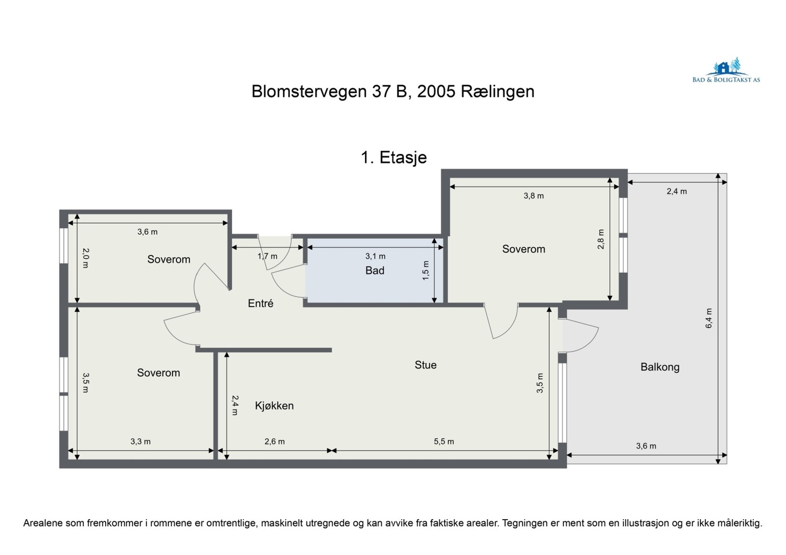For en ekstra liten oversikt får du først se plantegningen over leiligheten. Galleribilde