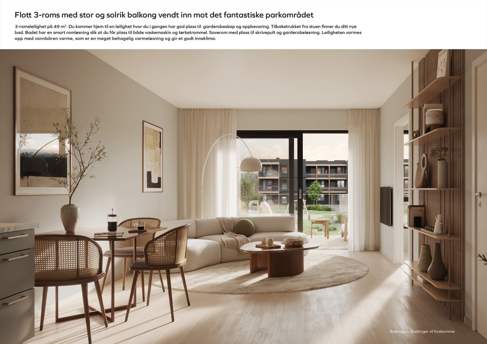 Velkommen til Solsletta Hageby! Ny og moderne 3-roms leilighet med flott beliggenhet i 4. etasje. Galleribilde