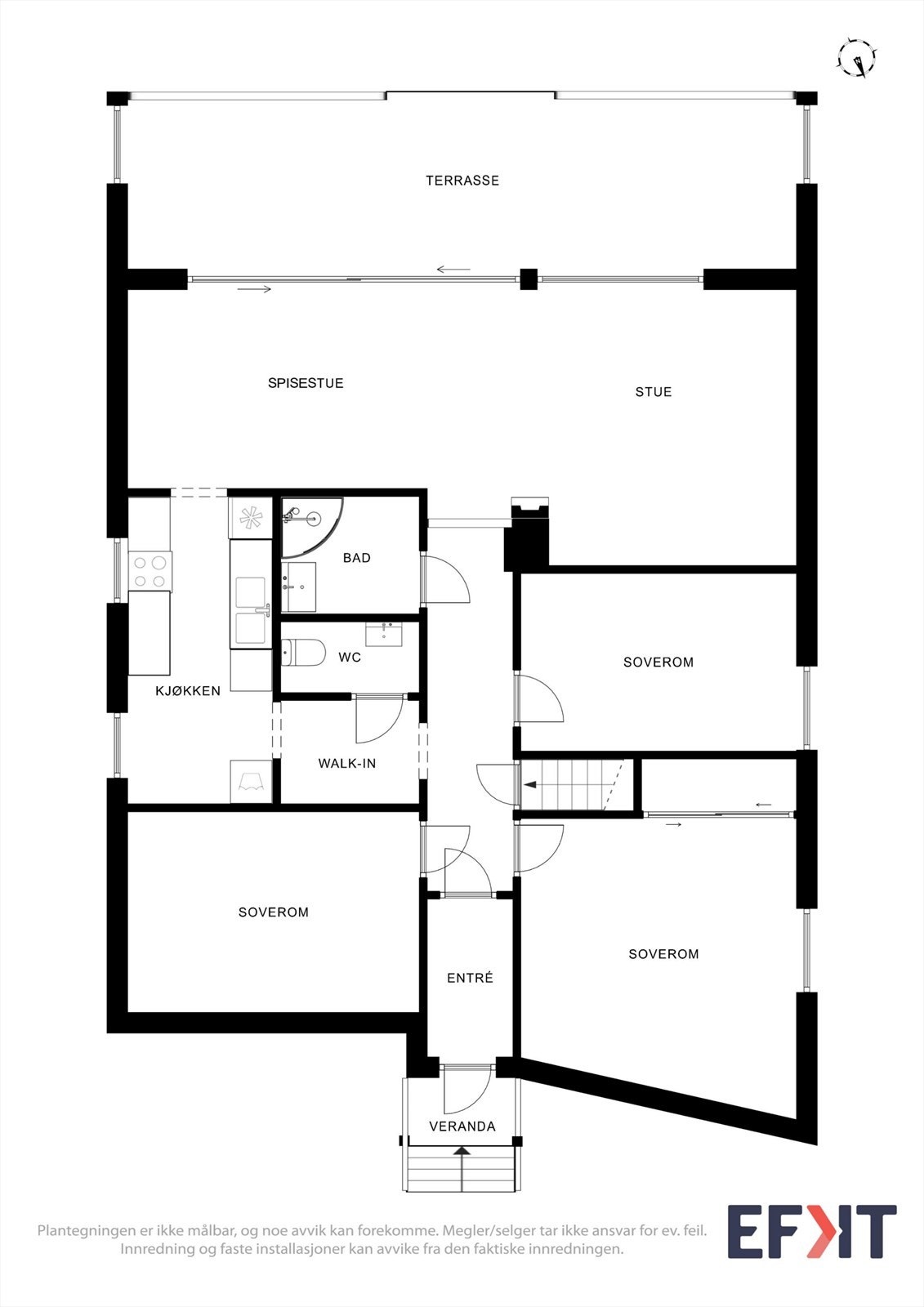 Boligen har en praktisk planløsning med alle nødvendige rom på 1 plan. Galleribilde