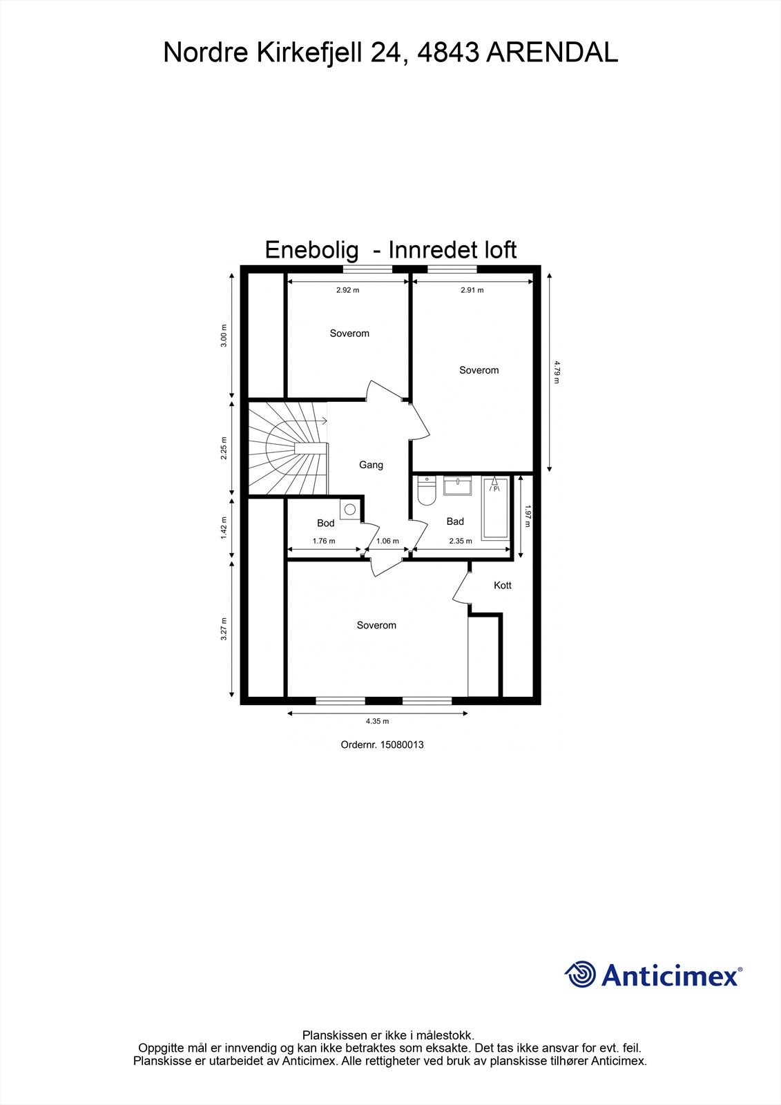 Plantegning Innredet loft Galleribilde