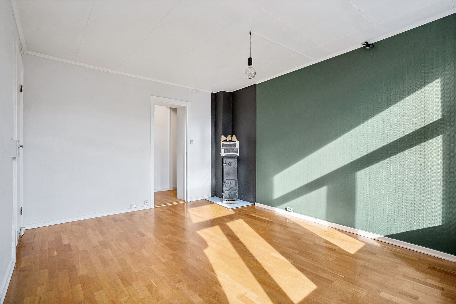 Romslig stue med peis. Galleribilde