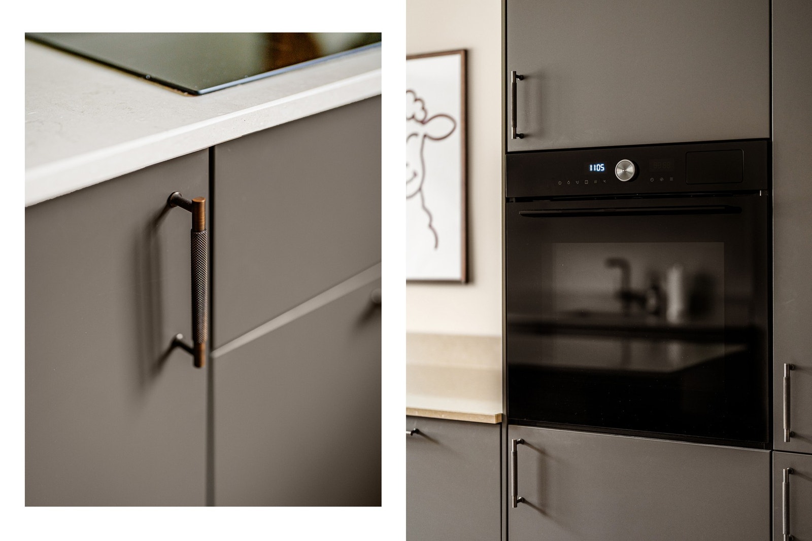 med integrerte hvitevarer inkludert platetopp, stekeovn, oppvaskmaskin og kjøleskap med fryser. Galleribilde