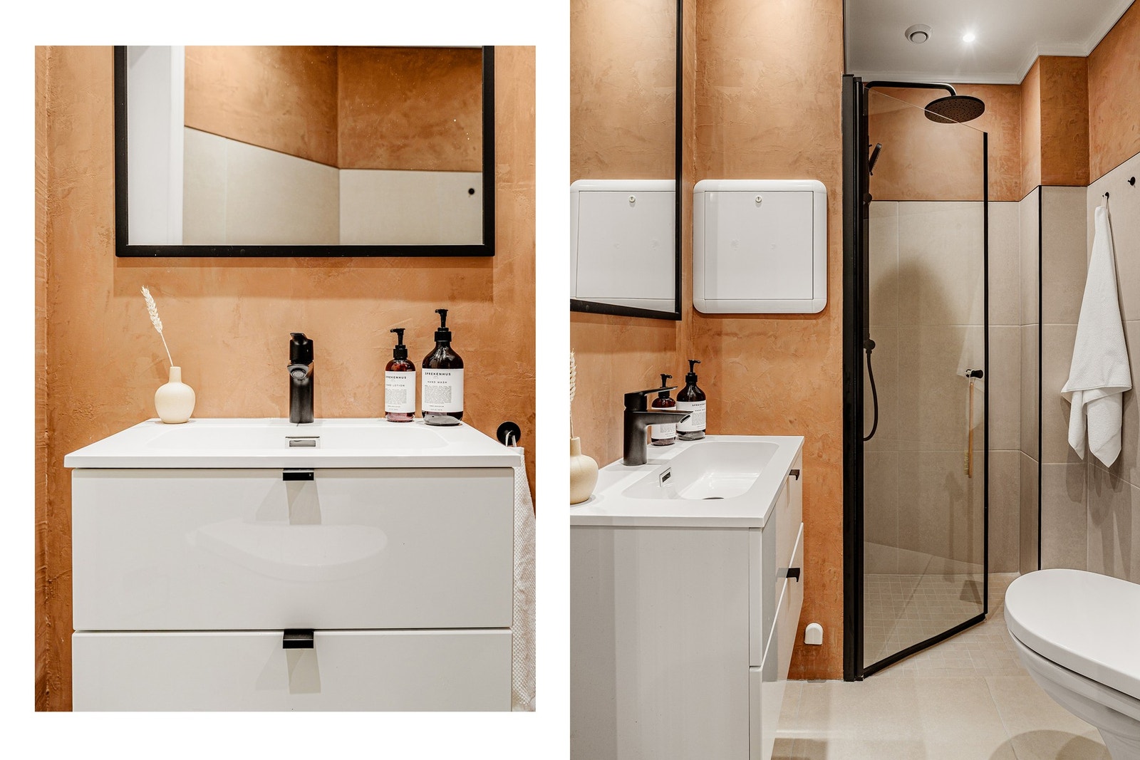 Badet ble renovert i 2018 og overflateoppusset i 2025 med nye fliser og mikrosement, samt baderomsinnredning. Galleribilde