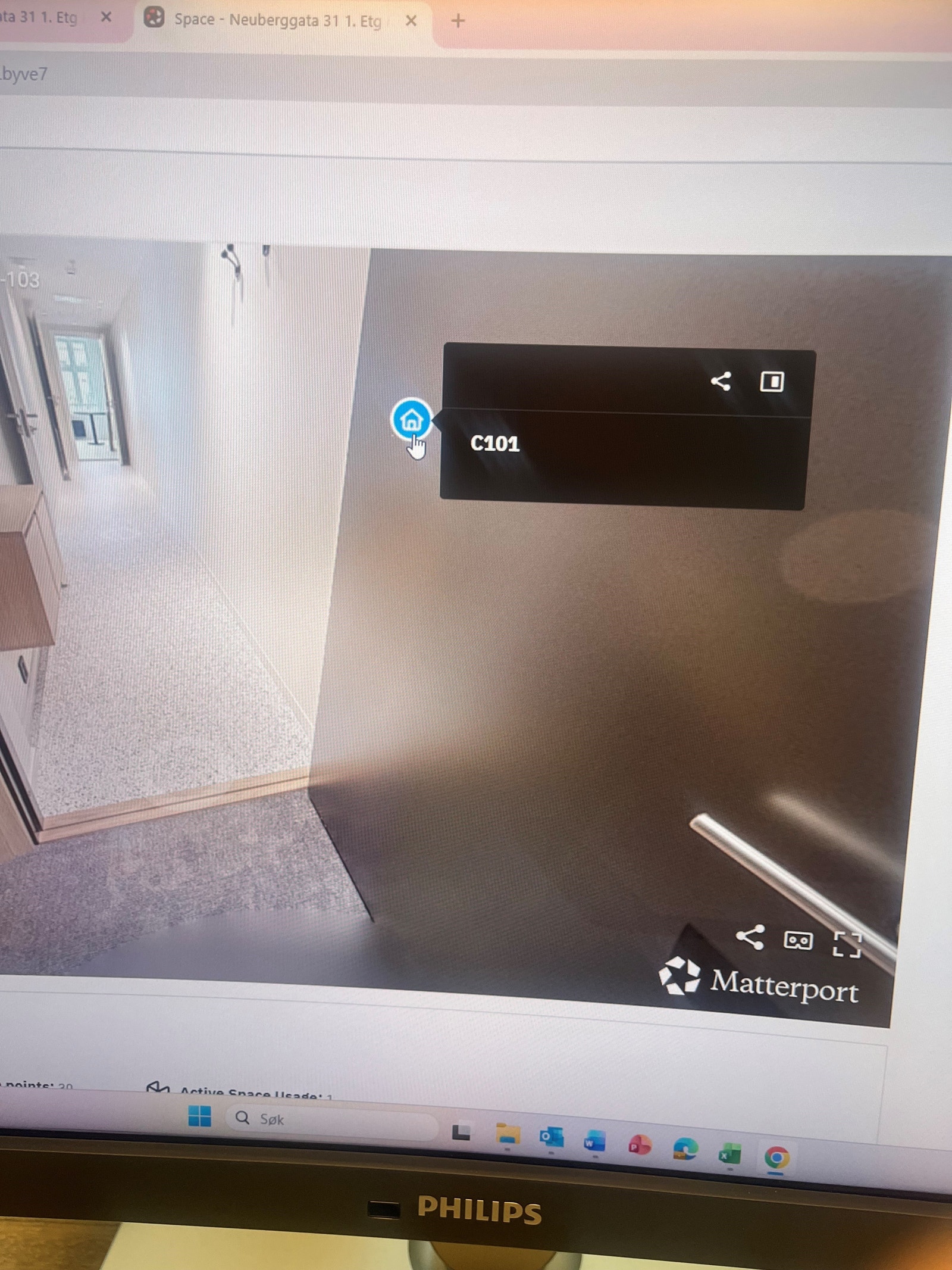 Når du trykker på videolink, pass på at du er i leiligheten som viser C101 Galleribilde