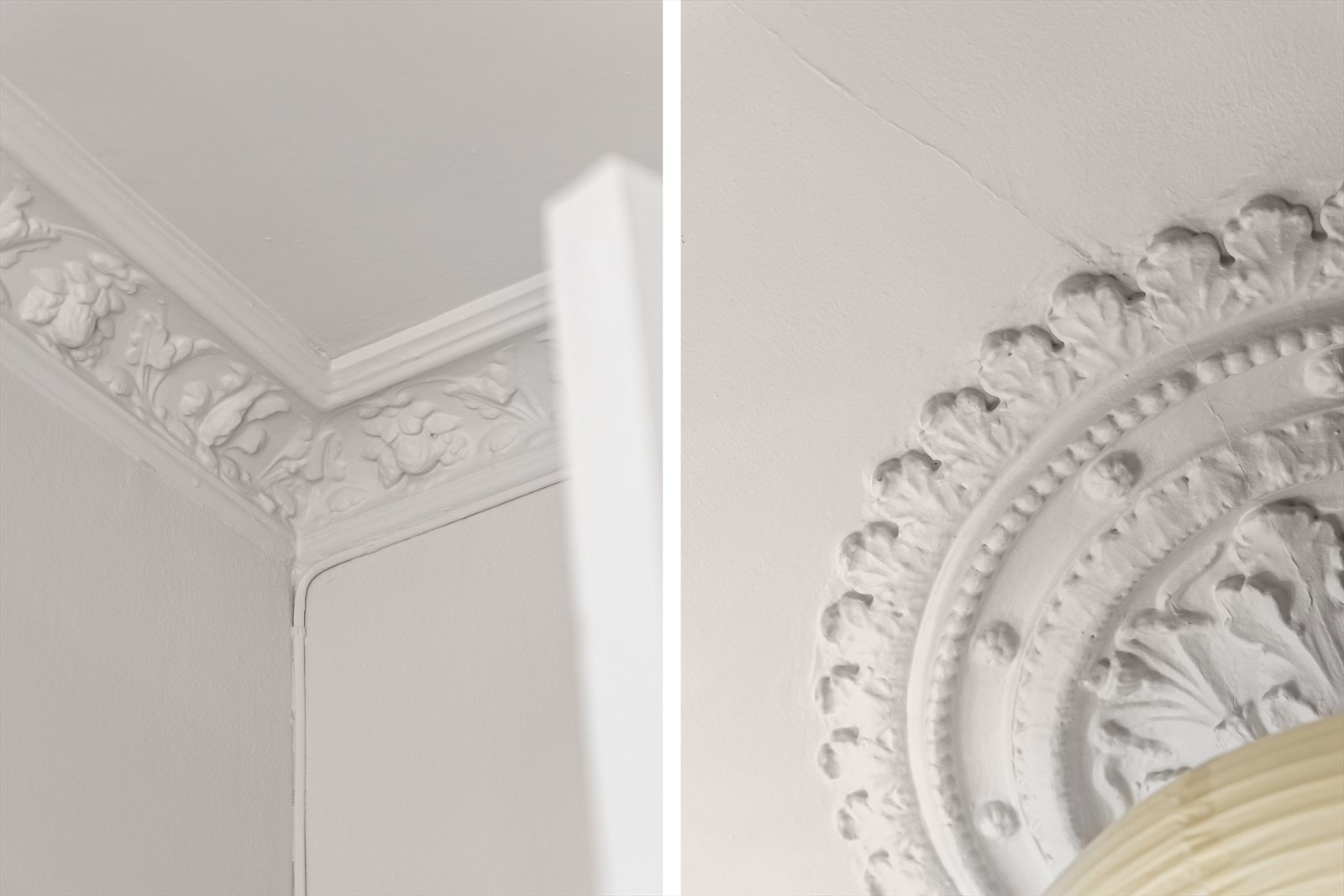 Vakre, originale stukkaturdetaljer som fremhever leilighetens klassiske preg og tidløse eleganse. Galleribilde