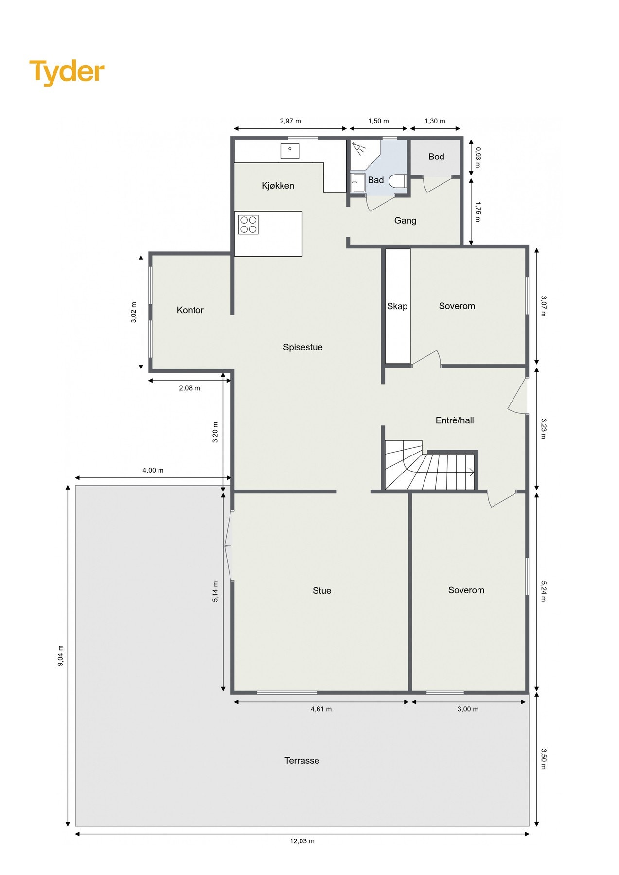 Plantegning 1. etasje Galleribilde