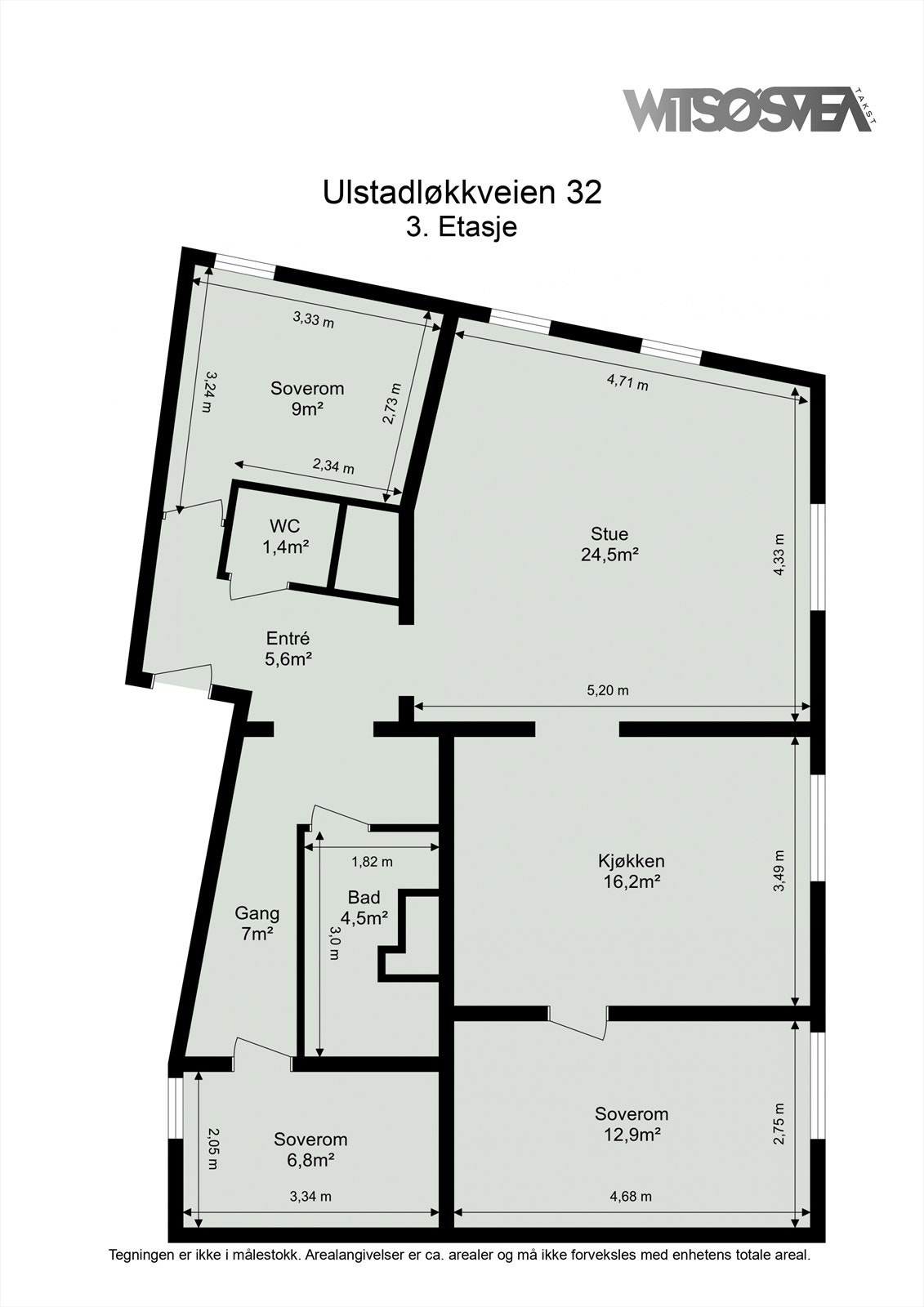Leiligheten har en gjennomgående og arealeffektiv planløsning på 96 m², med tre soverom og separat WC. Galleribilde