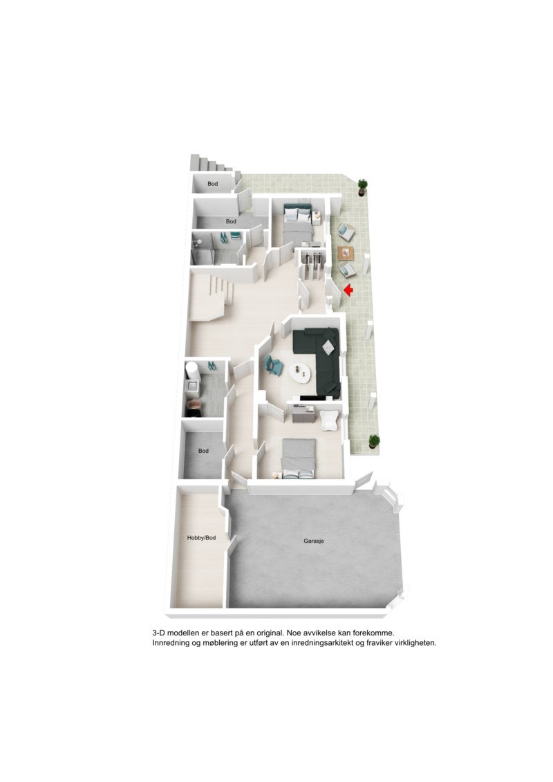 3D plantegning 1.etg. Galleribilde