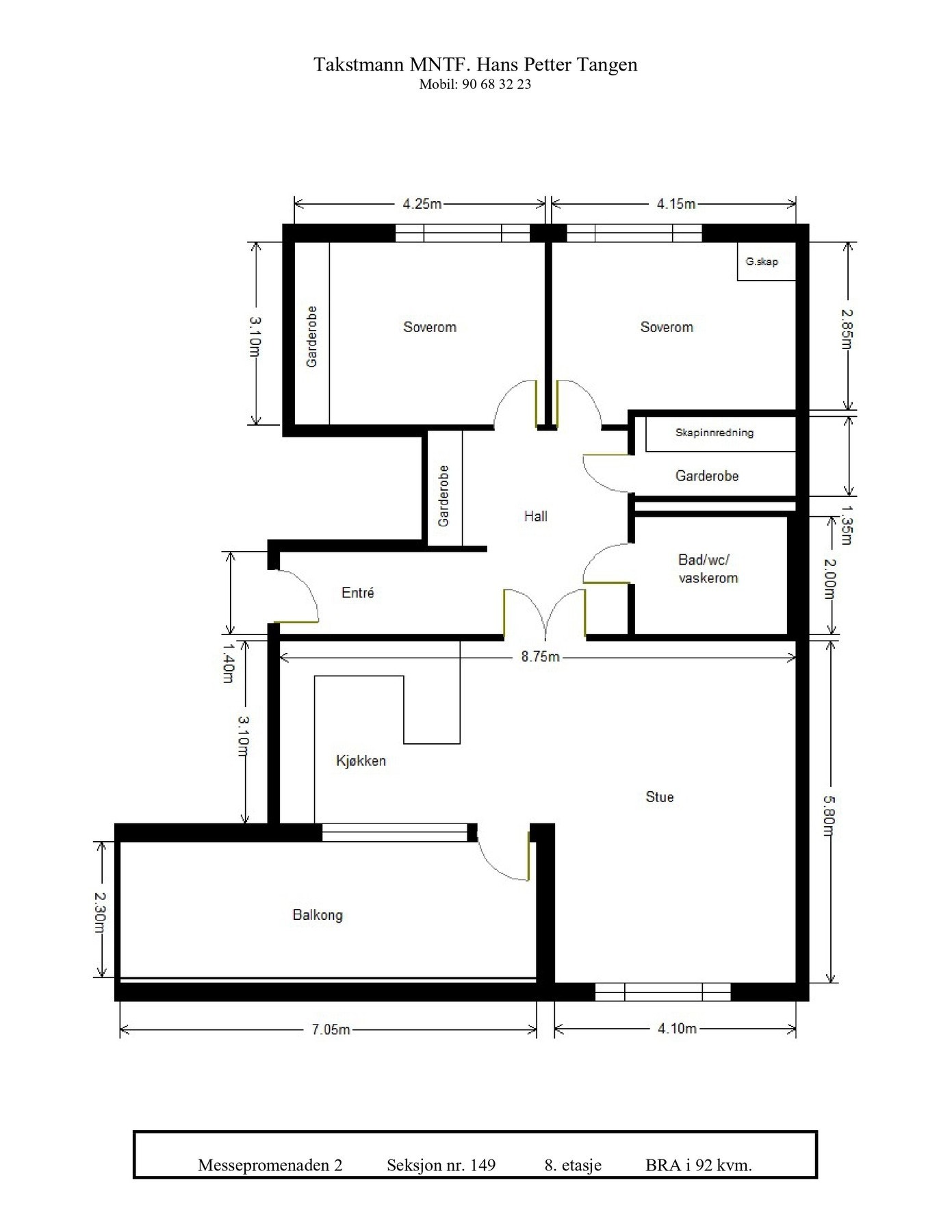 Plantegning - Leiligheten disponerer også en kjellerbod på ca. 6 kvm Galleribilde