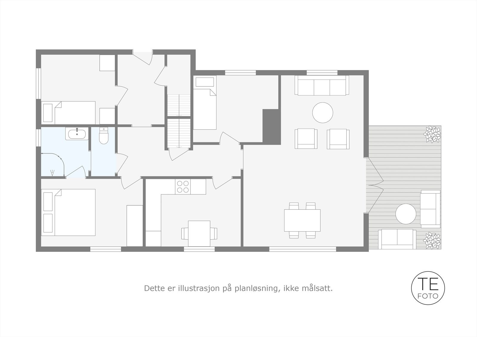 Plantegning hovedetasje (80 m²) Galleribilde