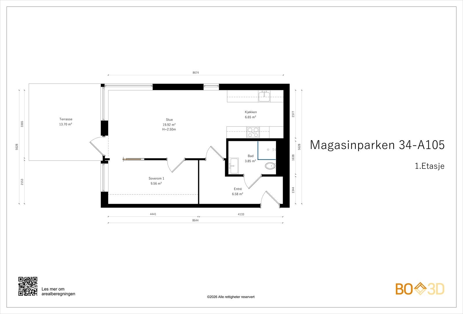 Takstmannens planskisse. Avvik kan forekomme. Galleribilde