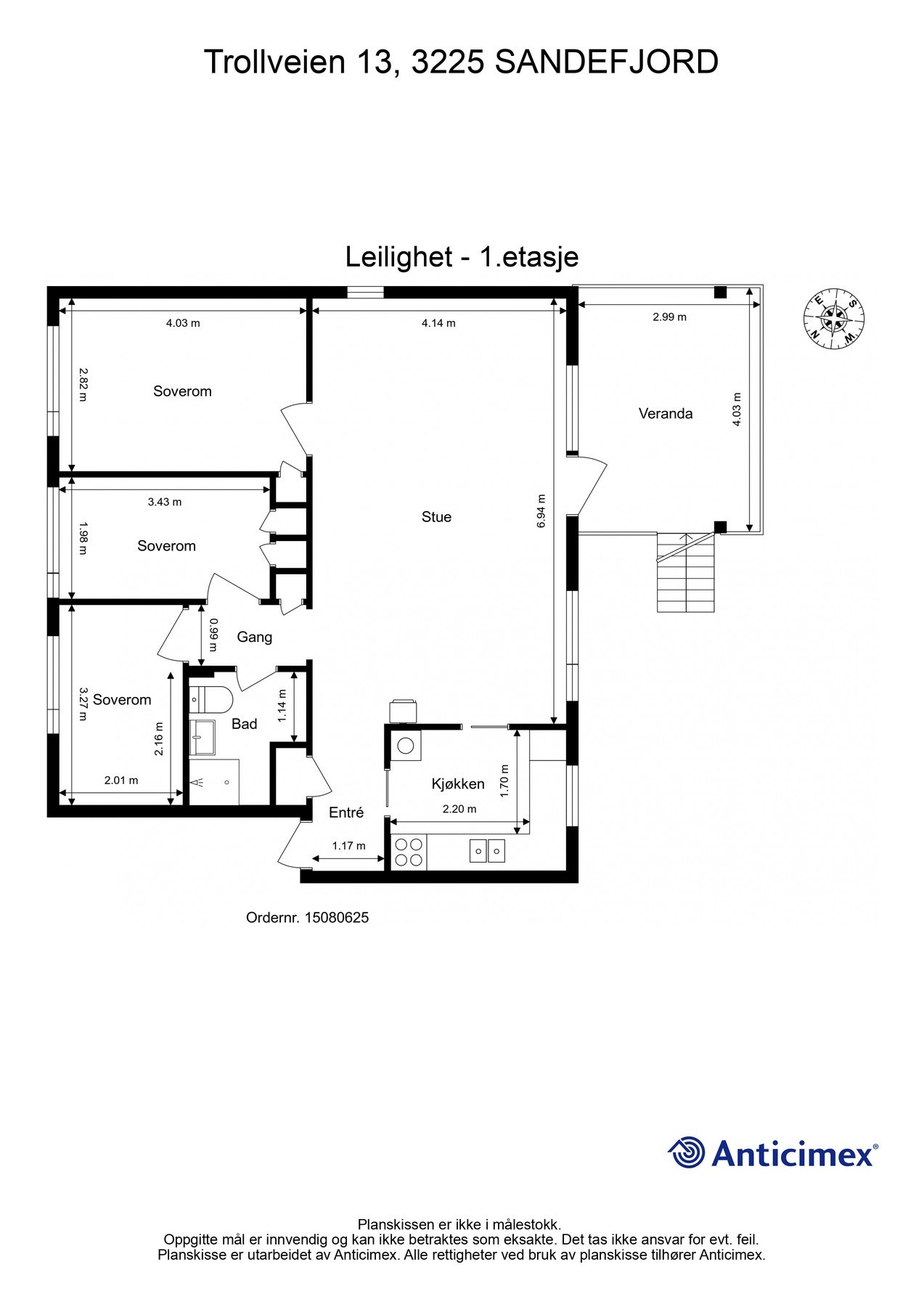 Plantegning - Praktisk og gjennomtenkt 4-roms leilighet. Galleribilde