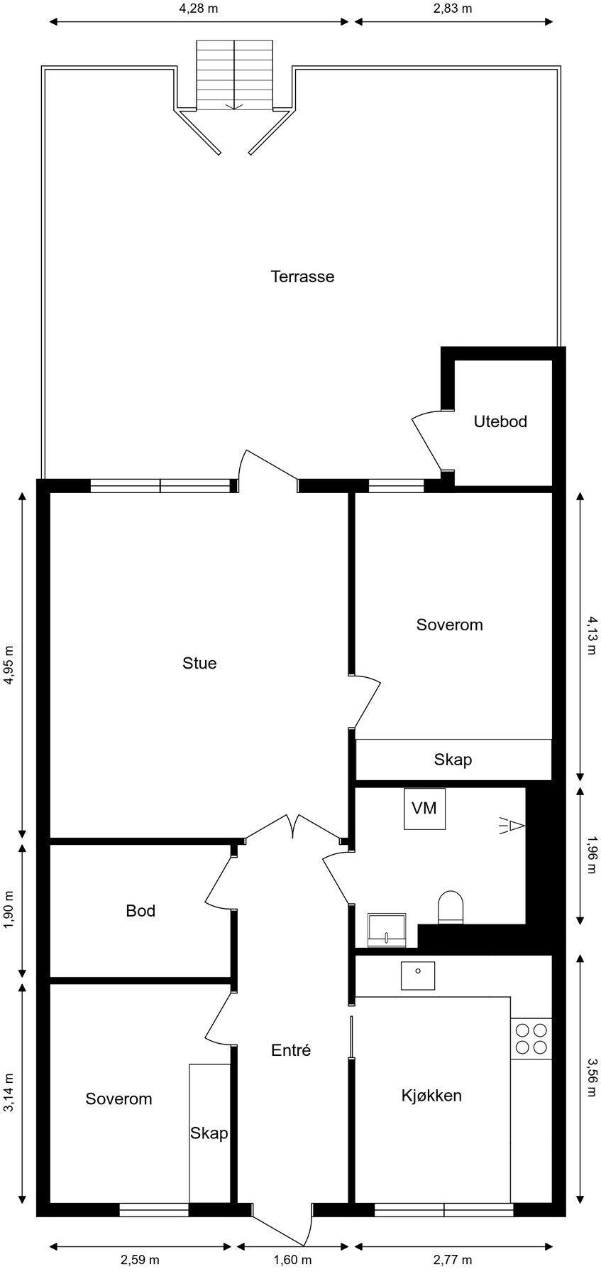 Målsatt plantegning Galleribilde