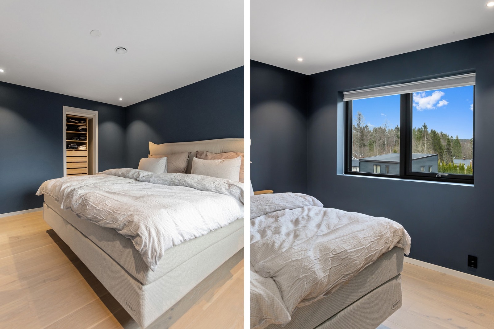 Stort hovedsoverom med eget walk-in-closet. Sengen som står der i dag er over 2 meter bred. Galleribilde