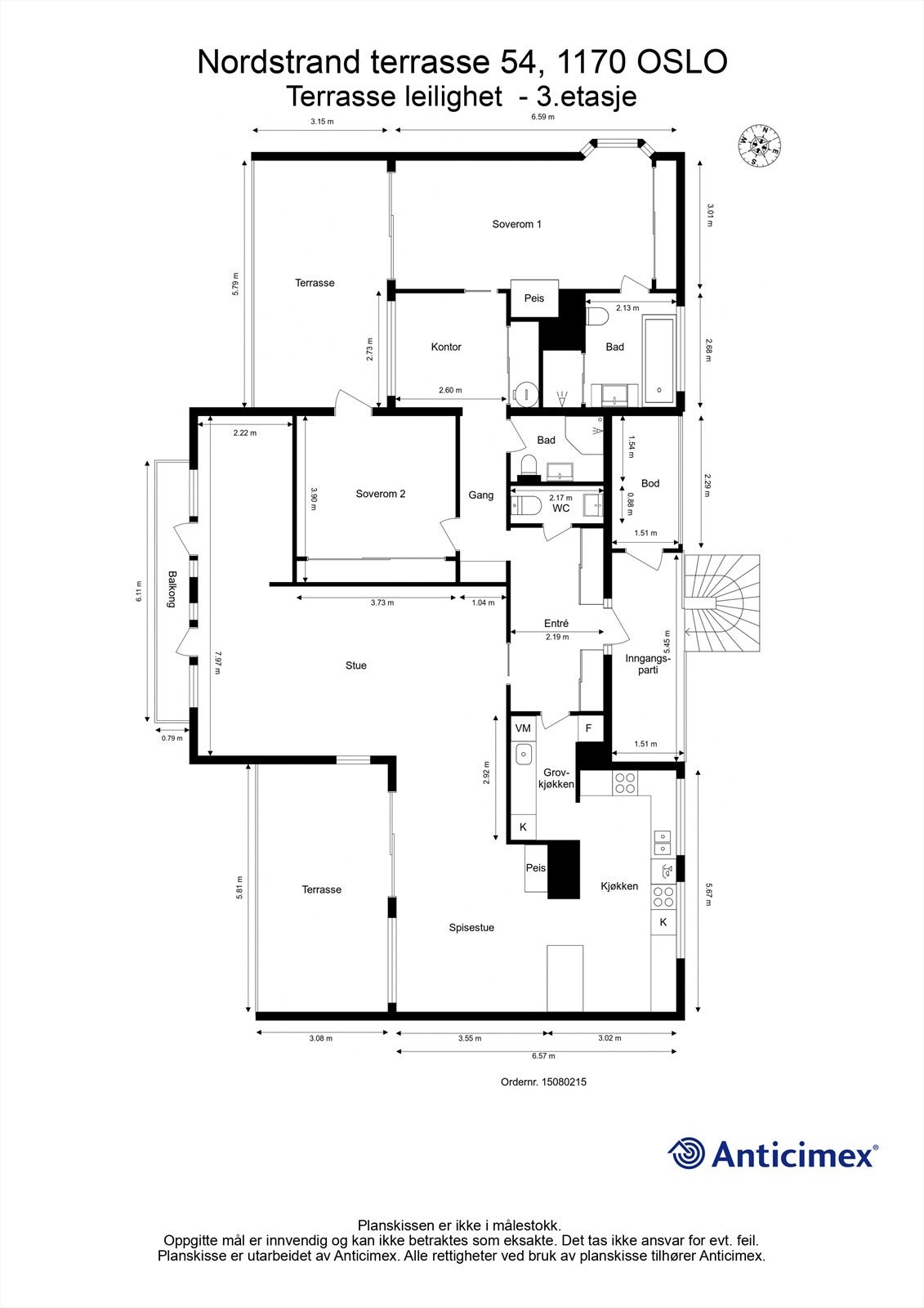 En gjennomtenkt planløsning på 156 m² (BRA) fordeler seg på en sosial sone og en privat soveromsavdeling. Galleribilde